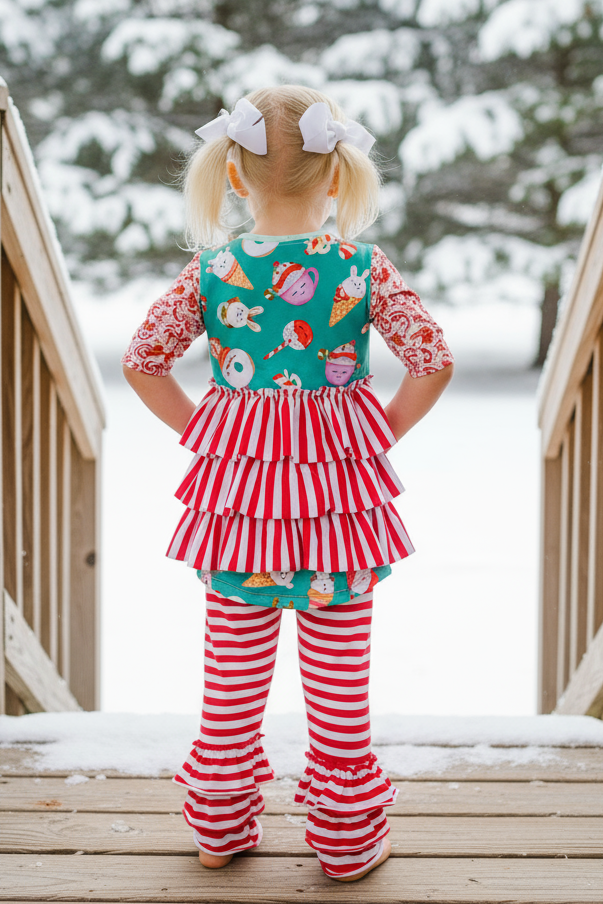 Winter Treats Ruffle butt 3/4 Sleeve Tunic (ships in 2 weeks)