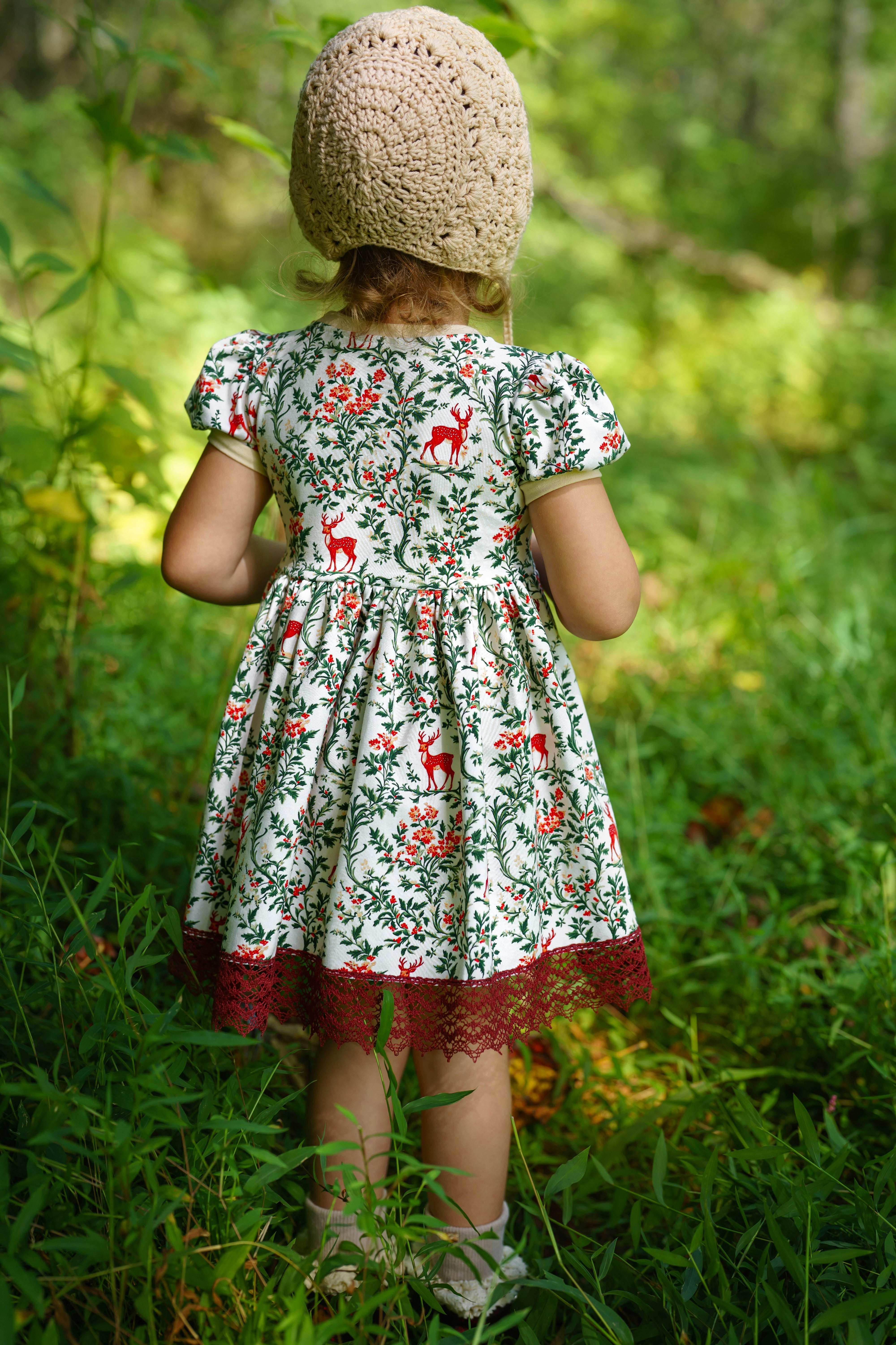 Deer Holly Puff sleeve Knit Dress (ships in 2 weeks)