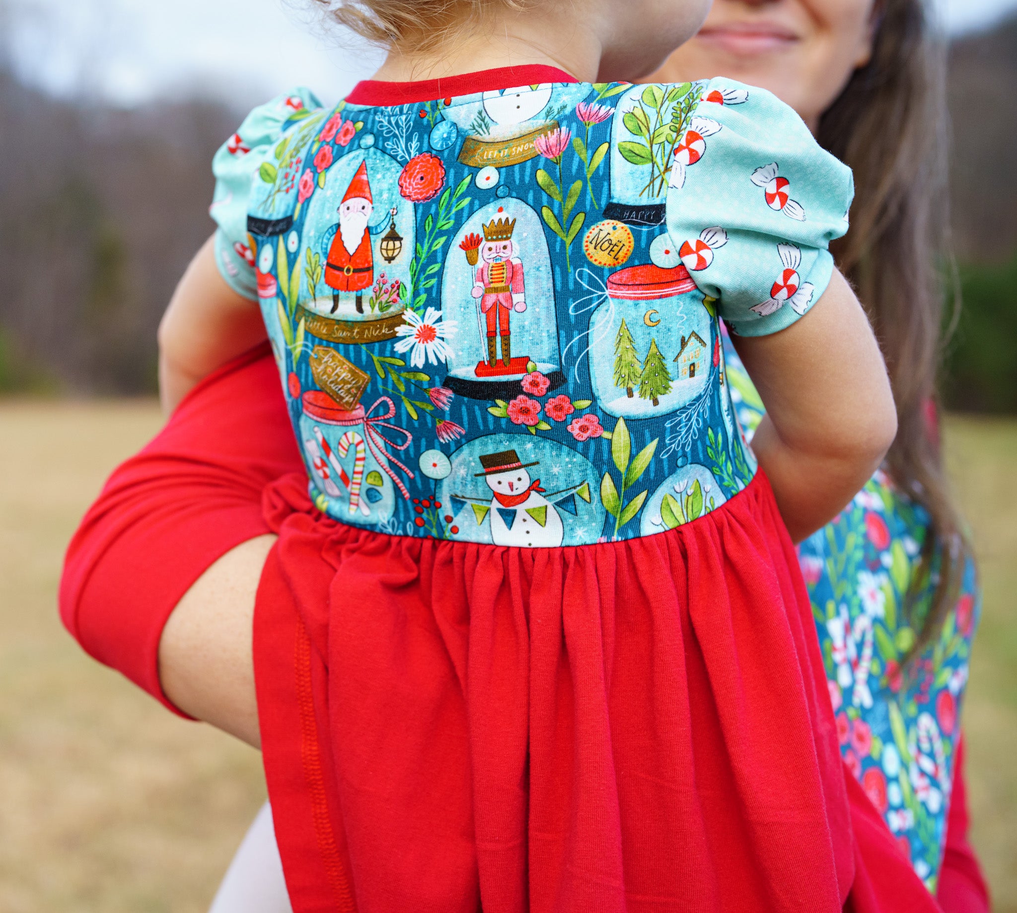 Gnome for the Christmas Puff Sleeve Lap Dress (ships in 2 weeks)