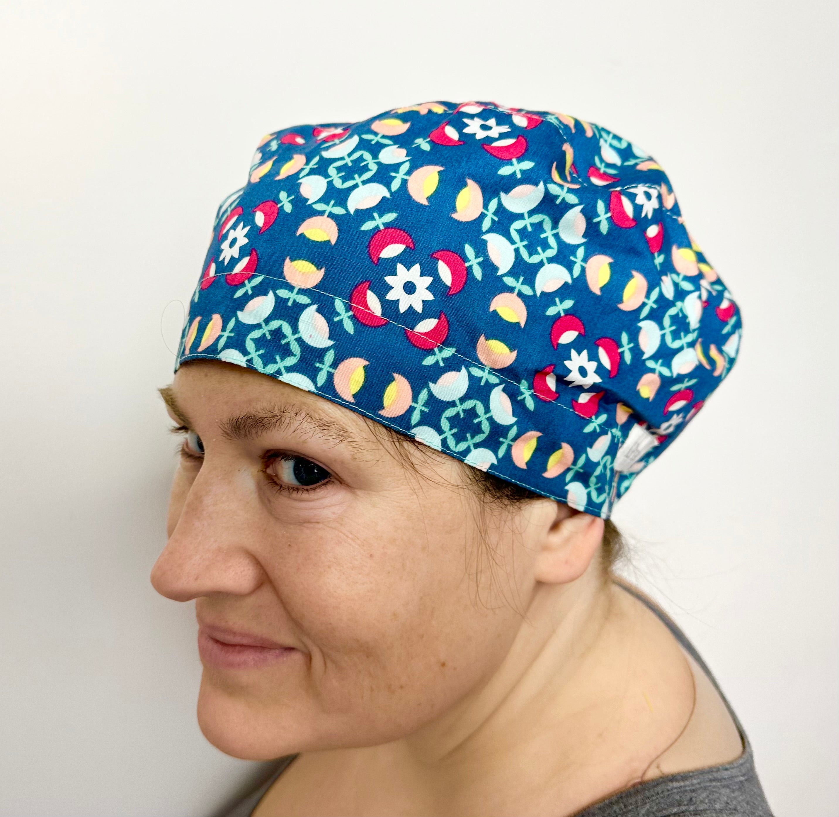 Retro Scrub Cap Tie Back or Bouffant Style