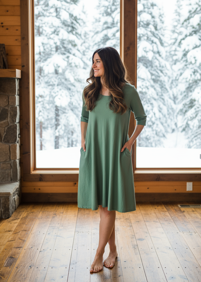 Simply Sage Sarah Swing Ladies Dress (ships in 2 weeks)