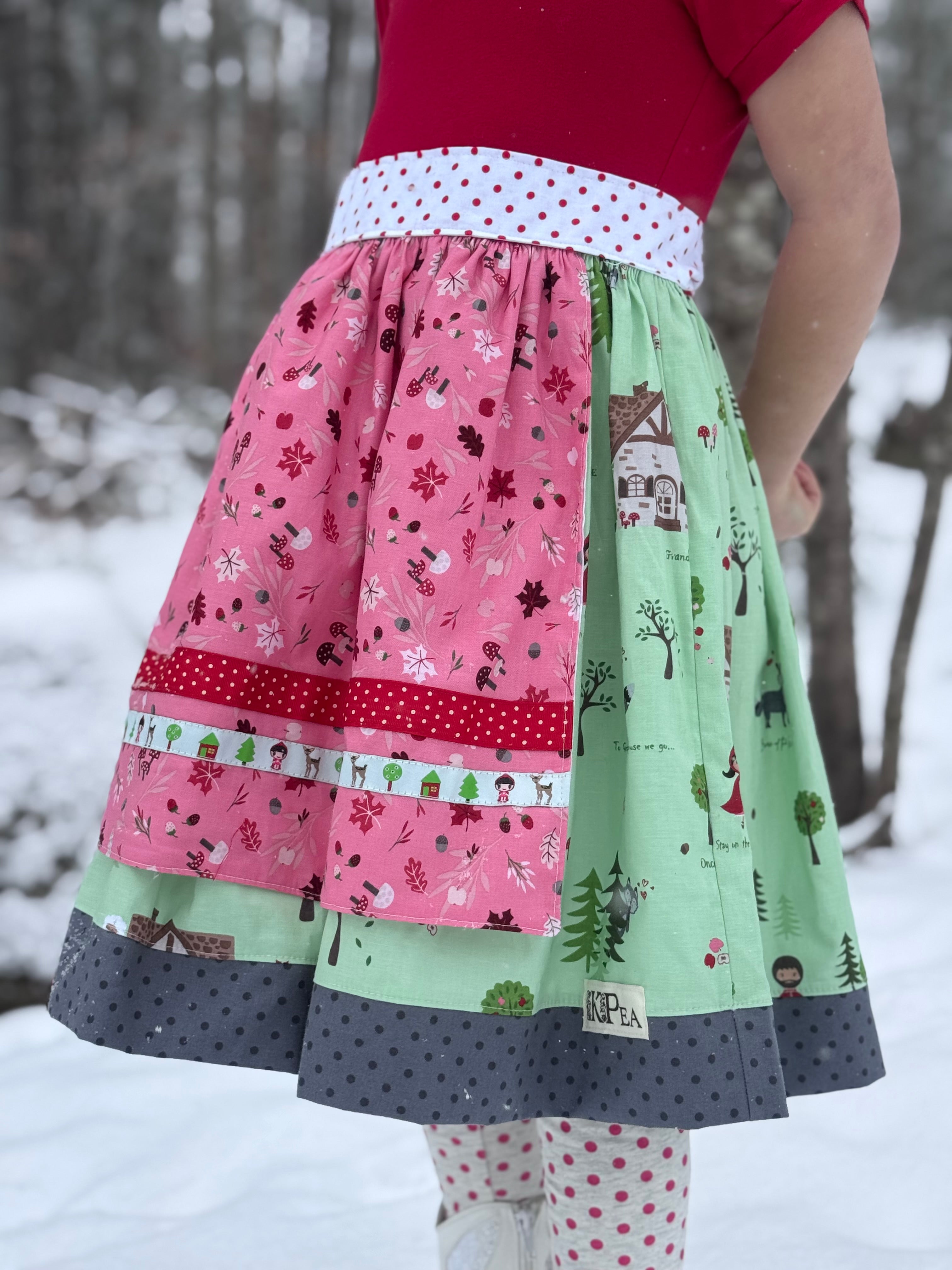 Little Red Hooded Apron Twirl Dress (ships in 2 weeks)