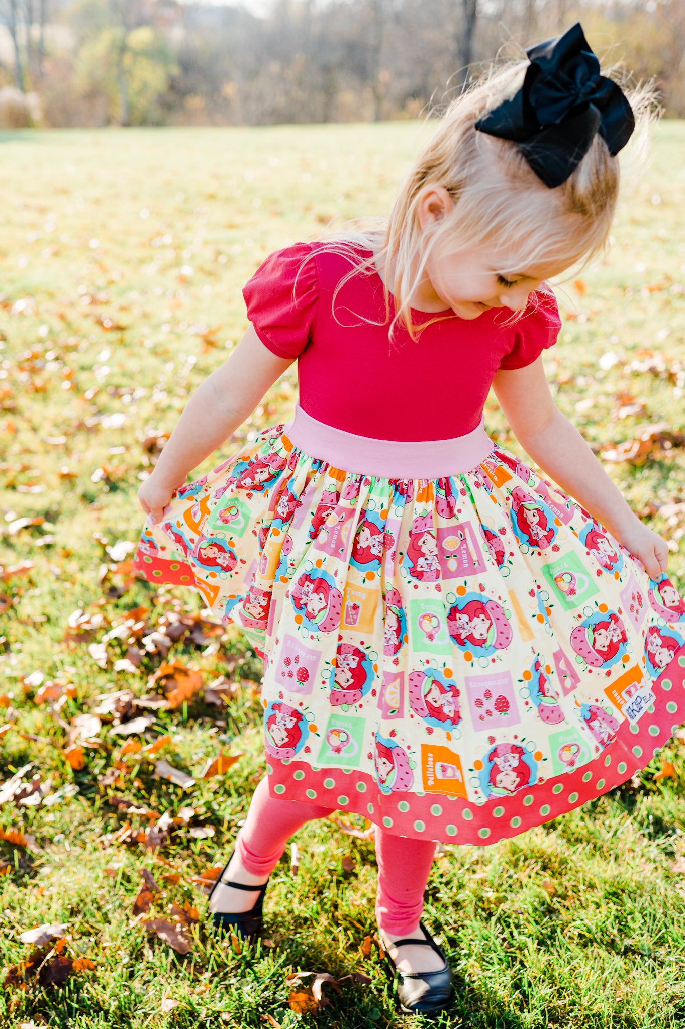 Strawberry Picnic Puff sleeve Dress