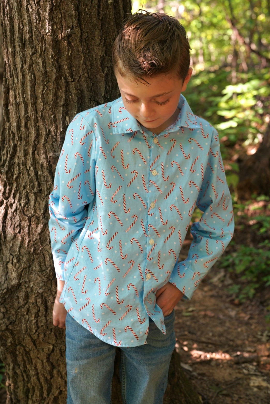 Candy Cane Andrew Button Up Shirt (SHIPS IN 2 WEEKS)