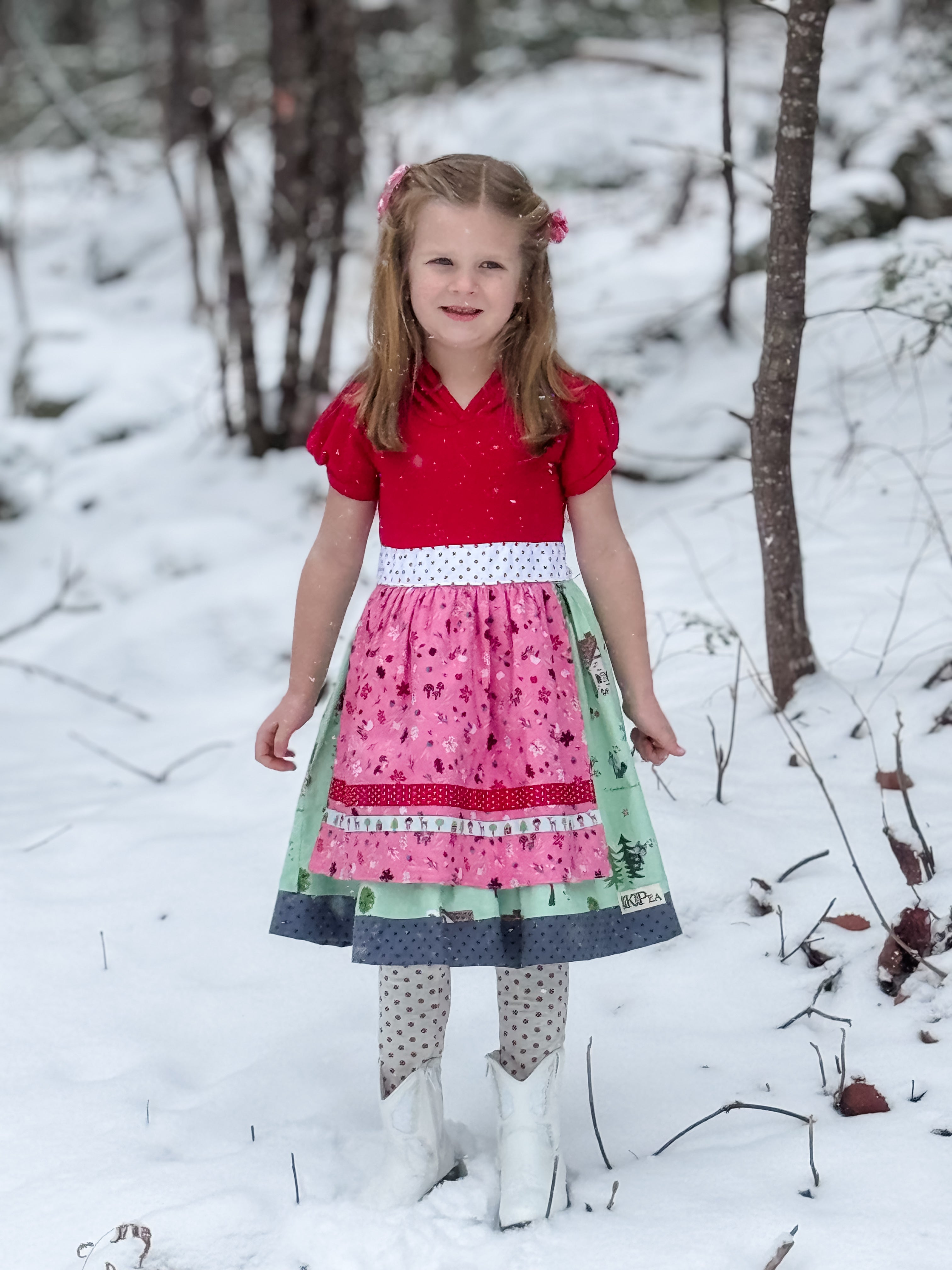 Little Red Hooded Apron Twirl Dress (ships in 2 weeks)