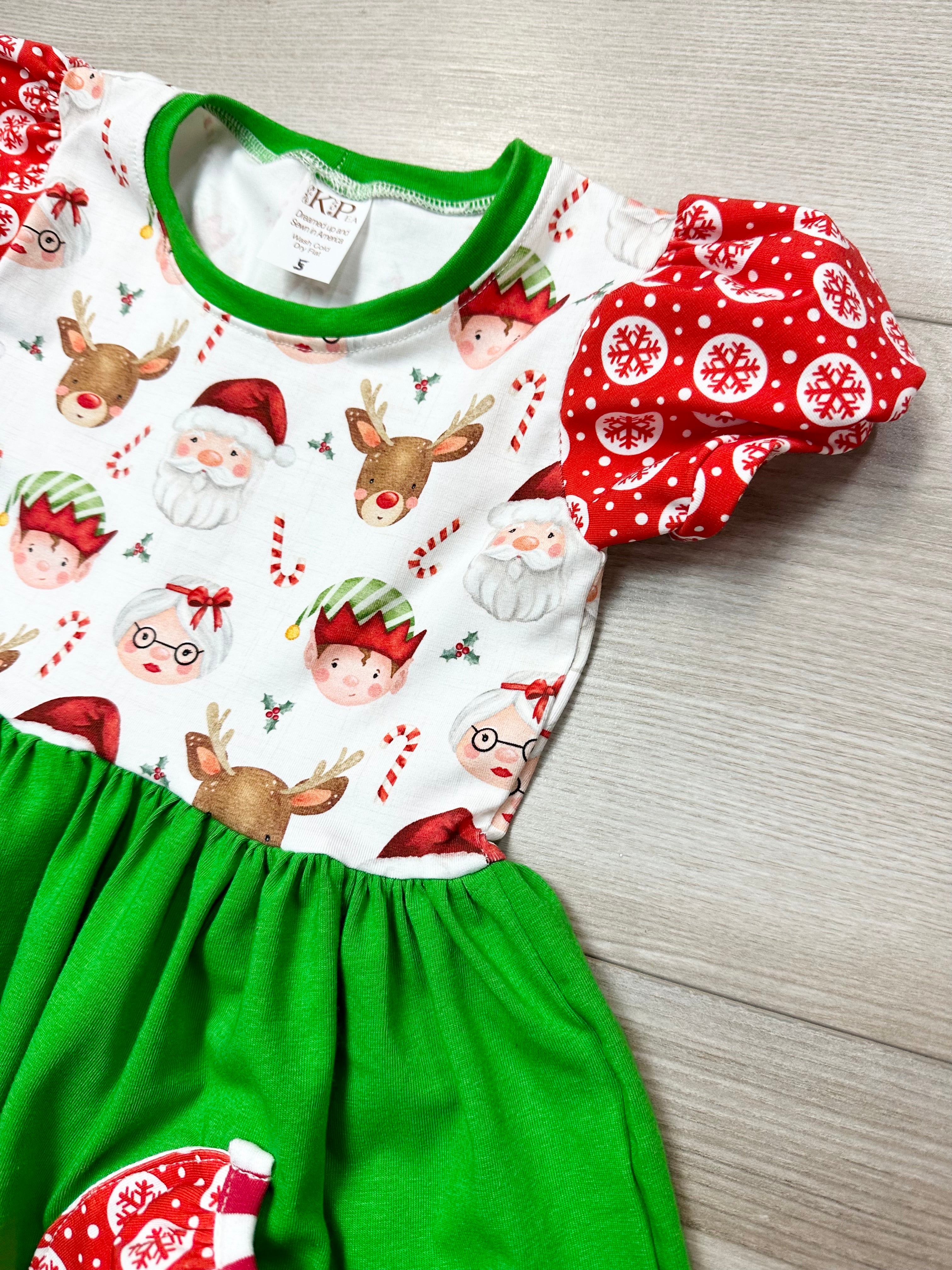 Team Santa puff sleeved Lap Dress (ships in 2 weeks)