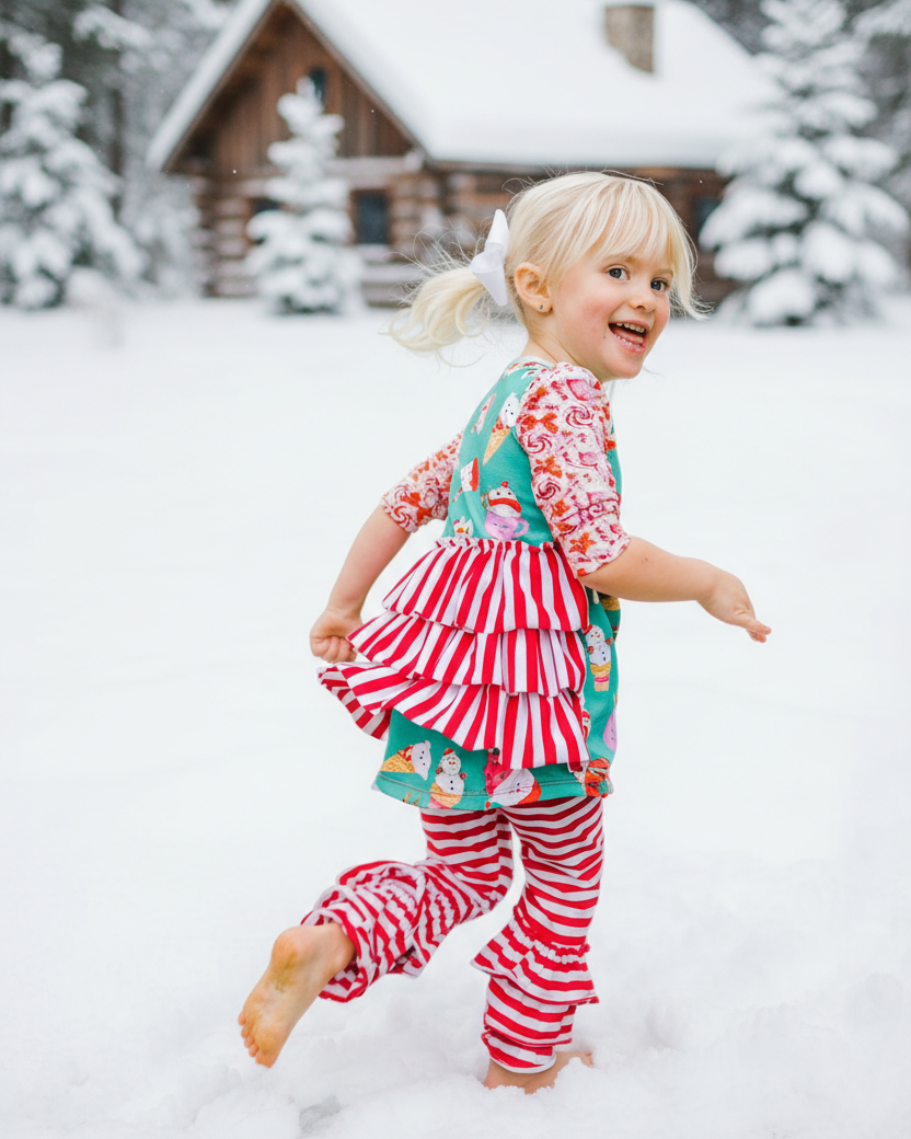 Winter Treats Ruffle butt 3/4 Sleeve Tunic (ships in 2 weeks)