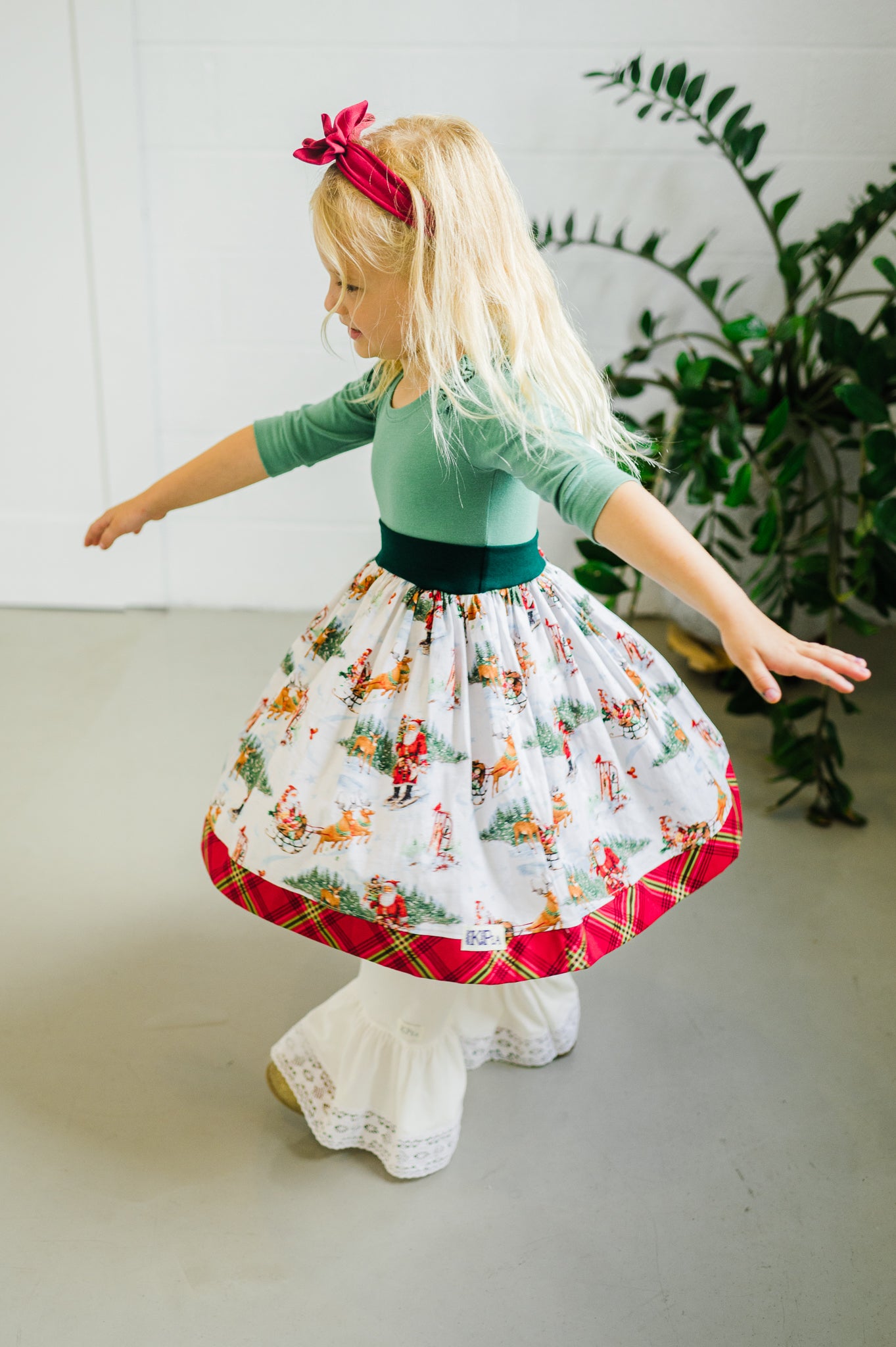 Olde St Nick Twirl 3/4 Sleeve dress (ships in 2 weeks)
