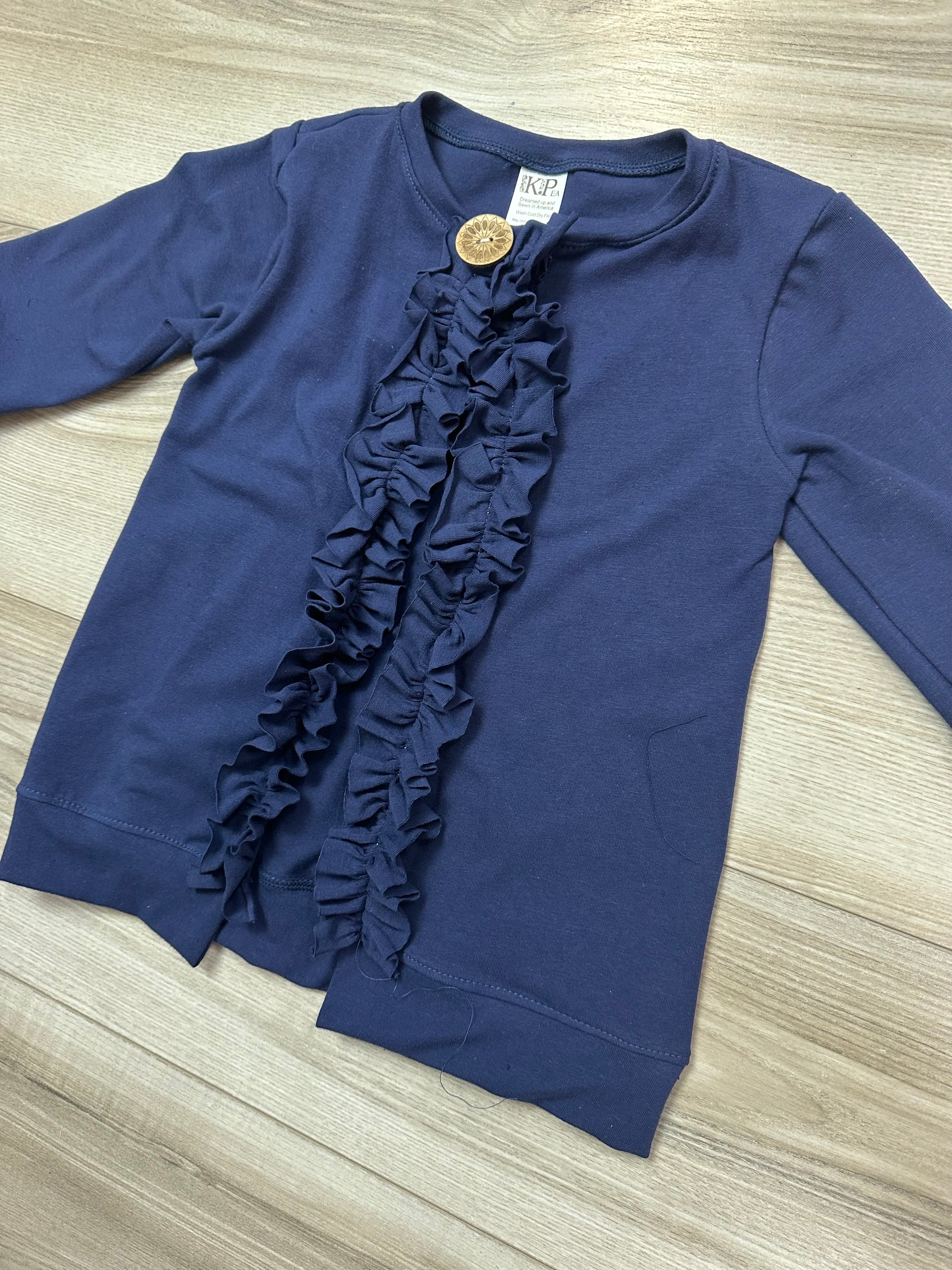 Navy Blue Sami Ruffle Cardigan (ships in 2 weeks)