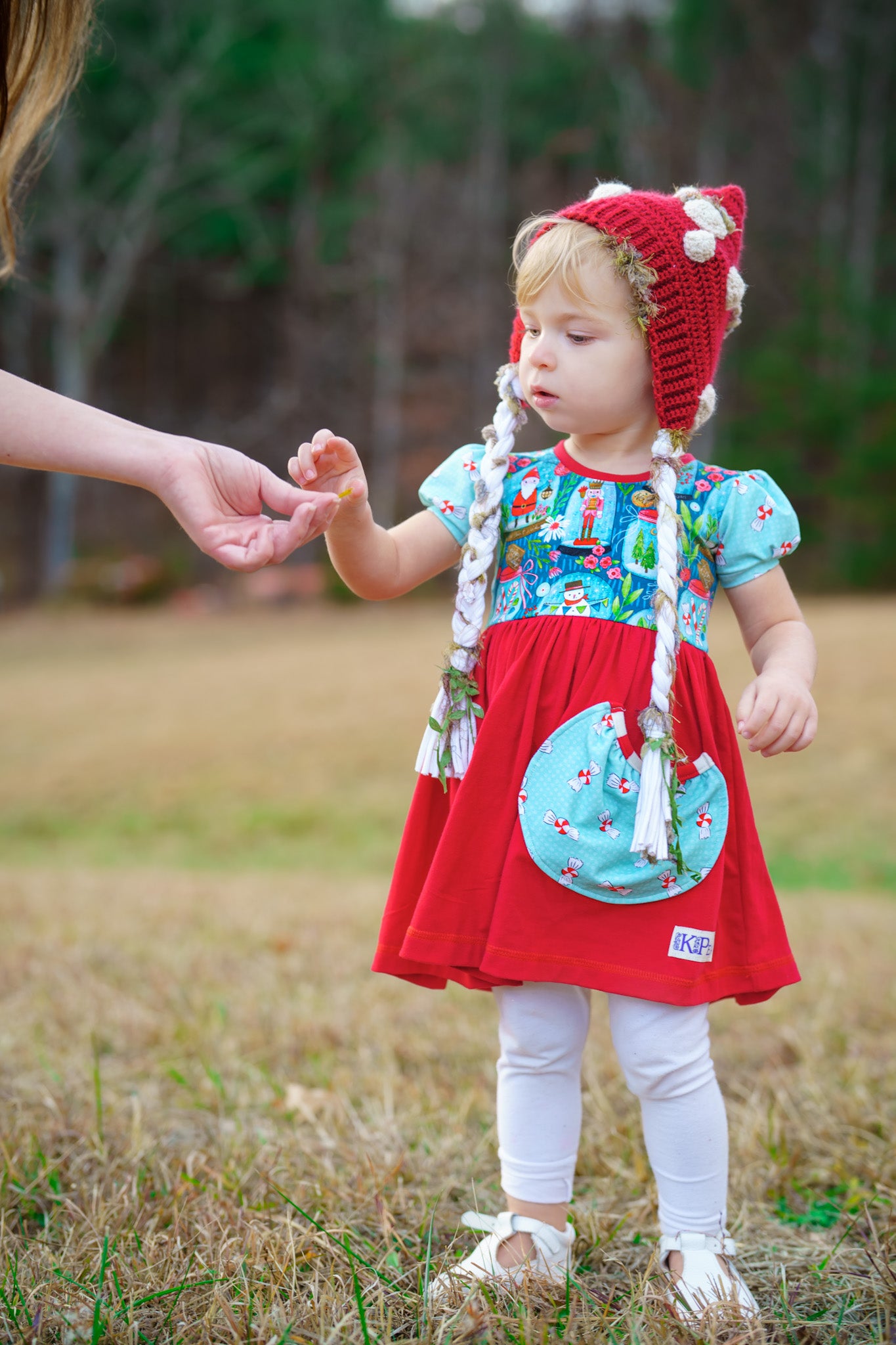 Gnome for the Christmas Puff Sleeve Lap Dress (ships in 2 weeks)