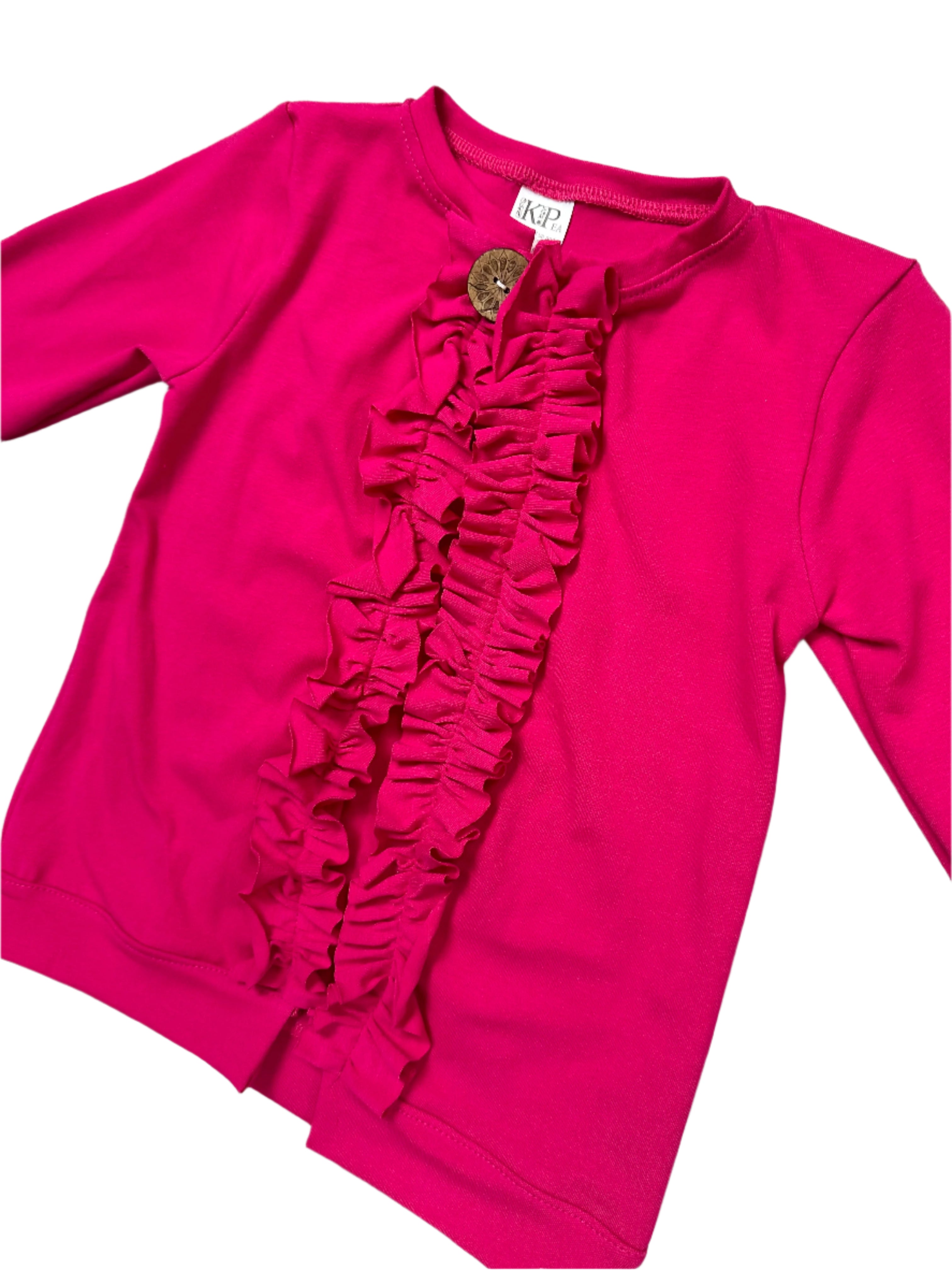 Hot Pink Sami Ruffle Cardigan (ships in 2 weeks)