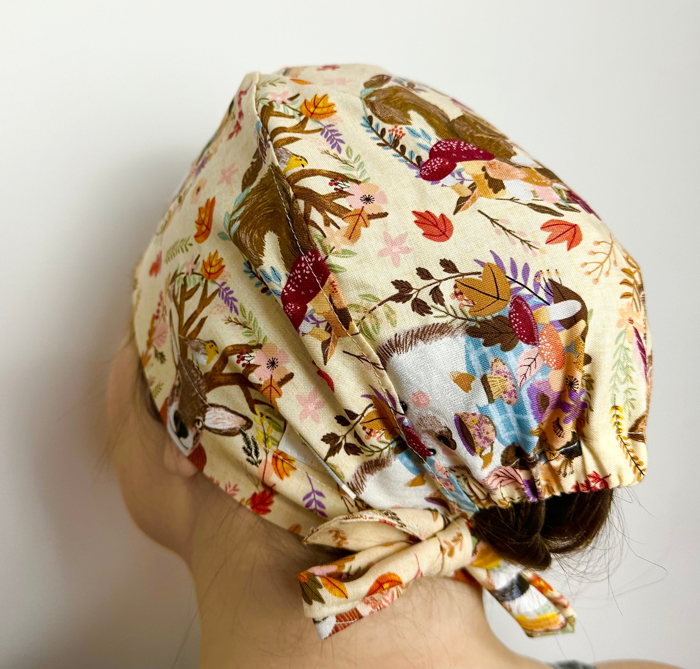 Harvest Time Scrub Cap Tie Back or Bouffant Style