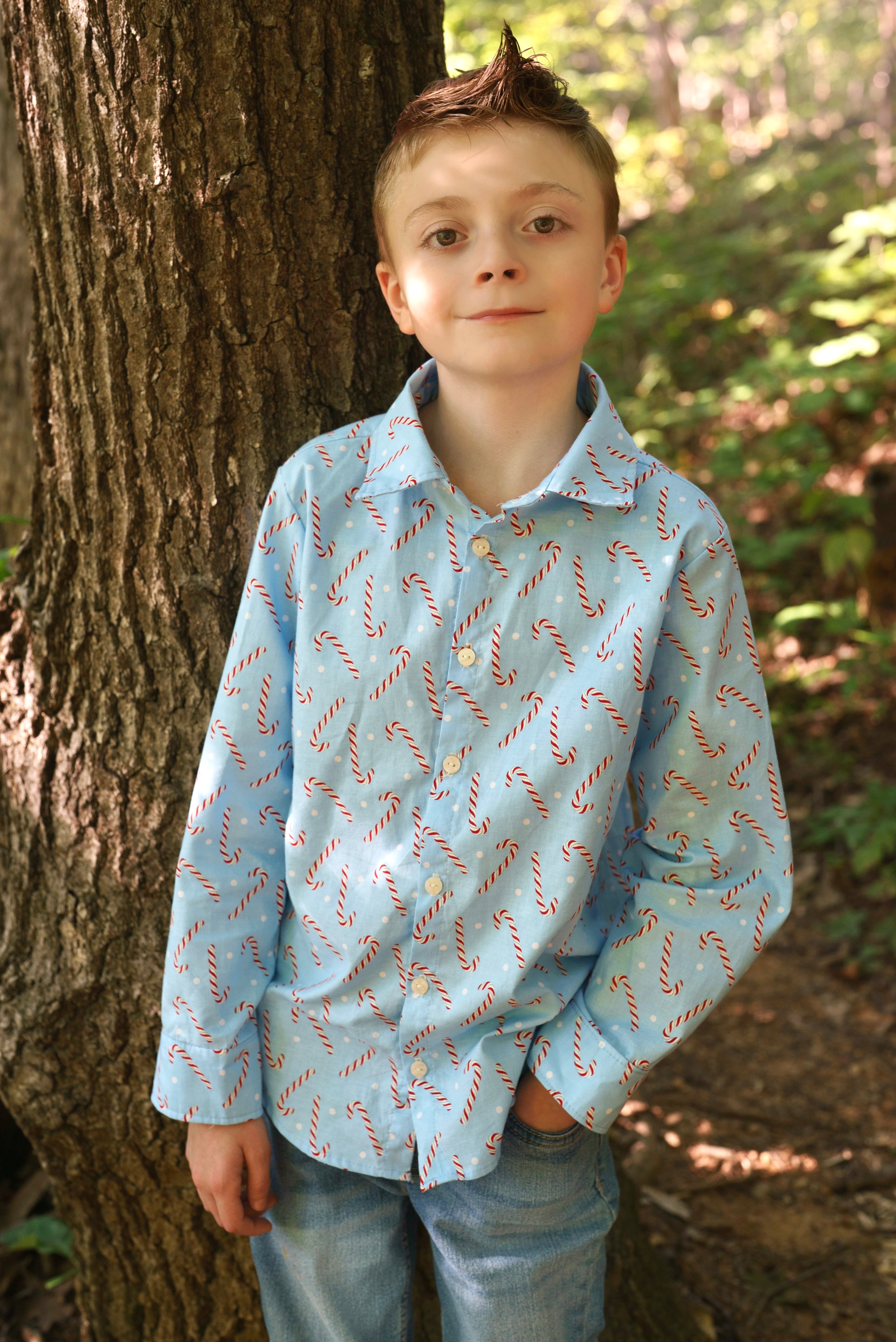 Candy Cane Andrew Button Up Shirt (SHIPS IN 2 WEEKS)