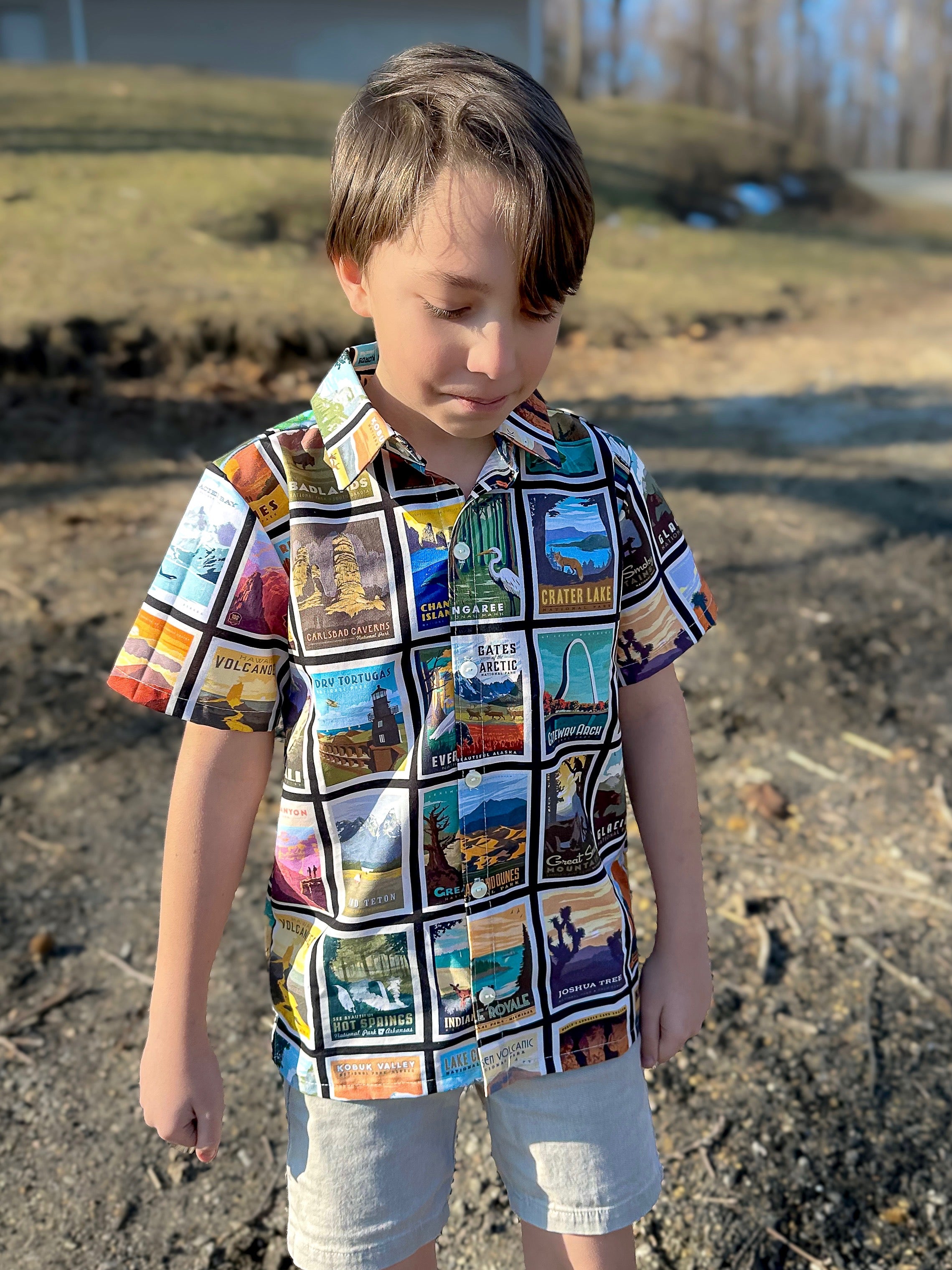 Little Explorer Oxford Button Up Shirt (ships in 2 weeks)