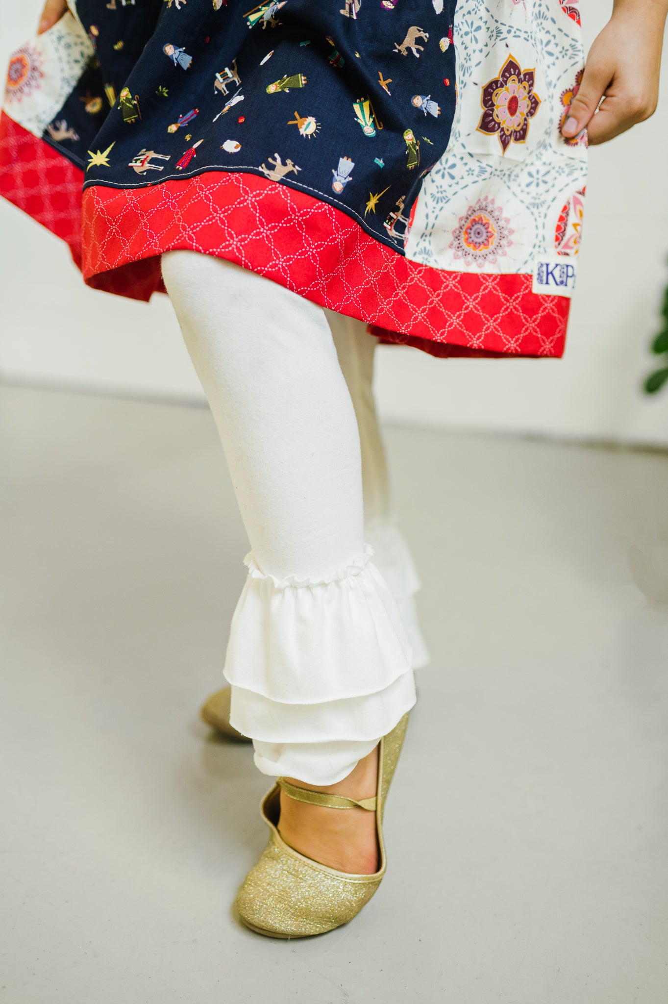 Eggshell Triple Ruffle Leggings (ships in 2 weeks)