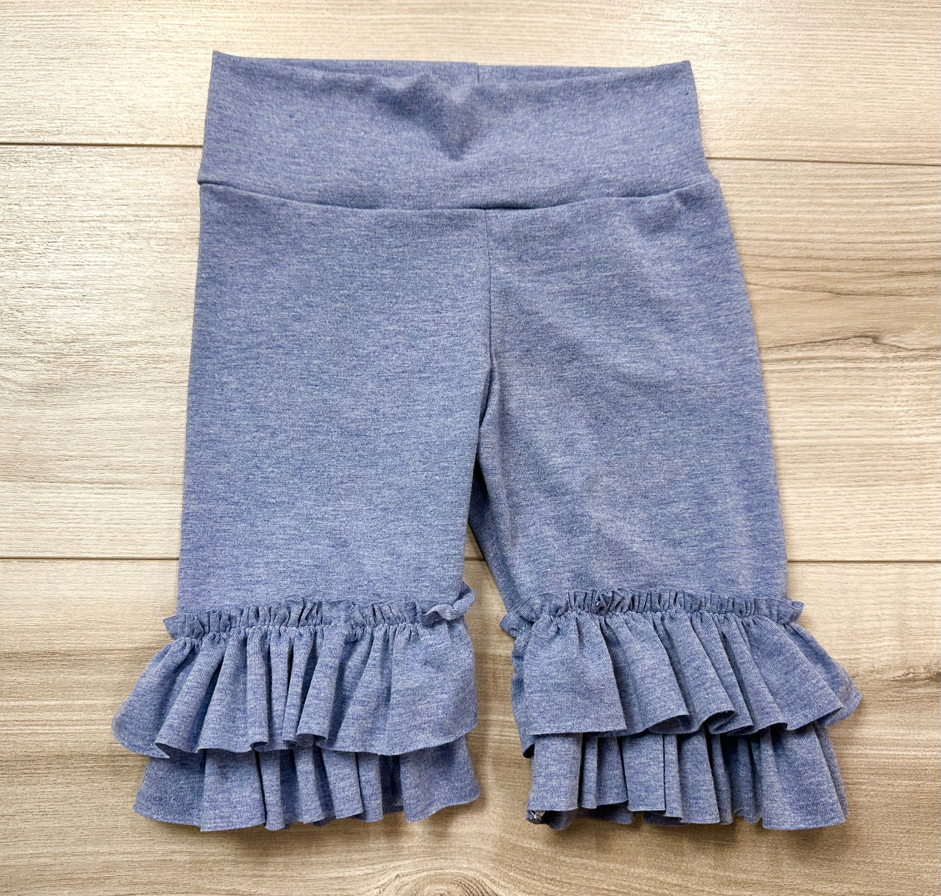 Heathered Denim Ruffle Shorties (ships in 2 weeks)