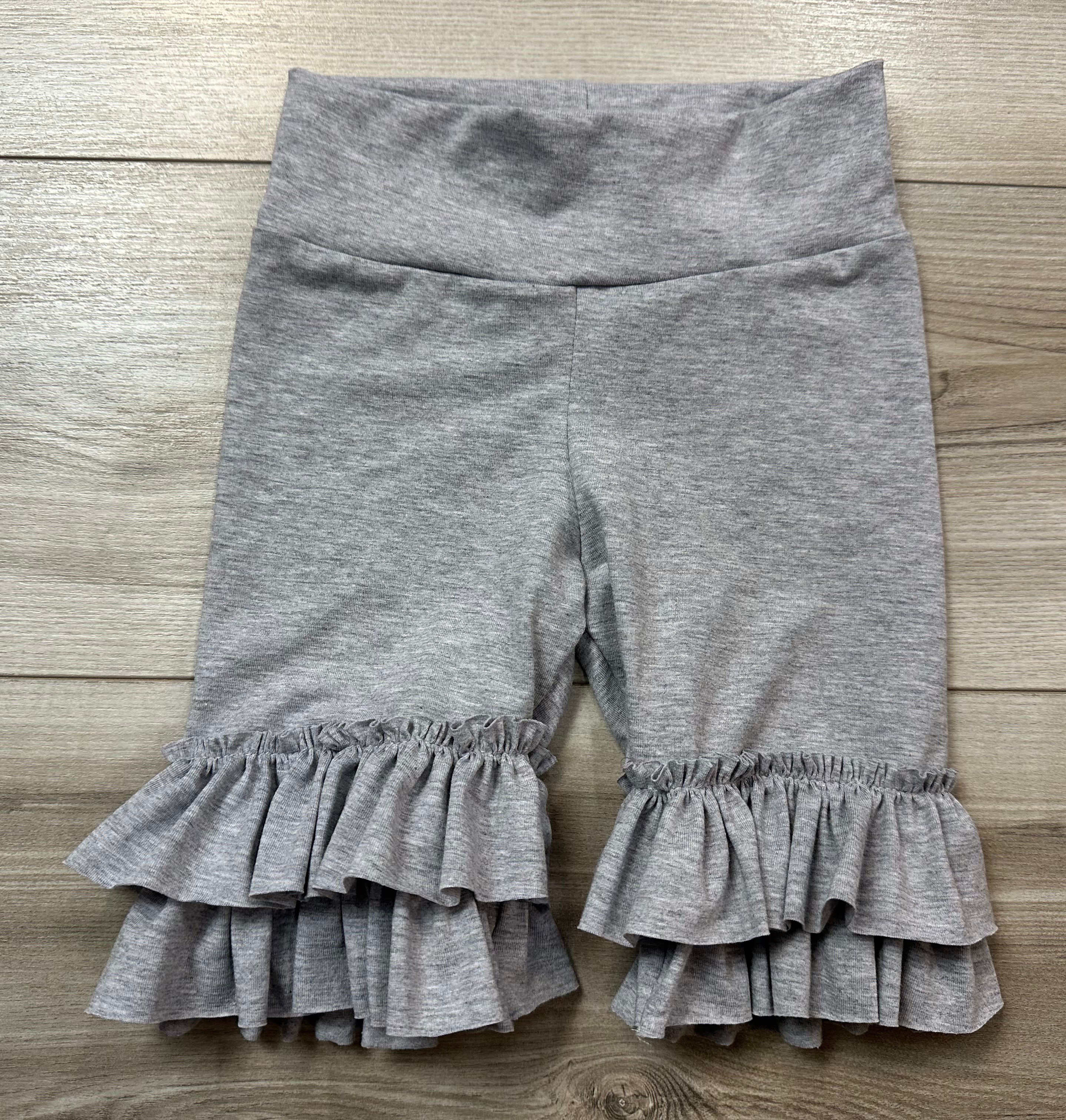 Heathered Grey Ruffle Shorties (ships in 2 weeks)