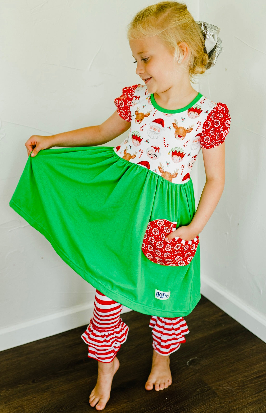 Team Santa puff sleeved Lap Dress (ships in 2 weeks)