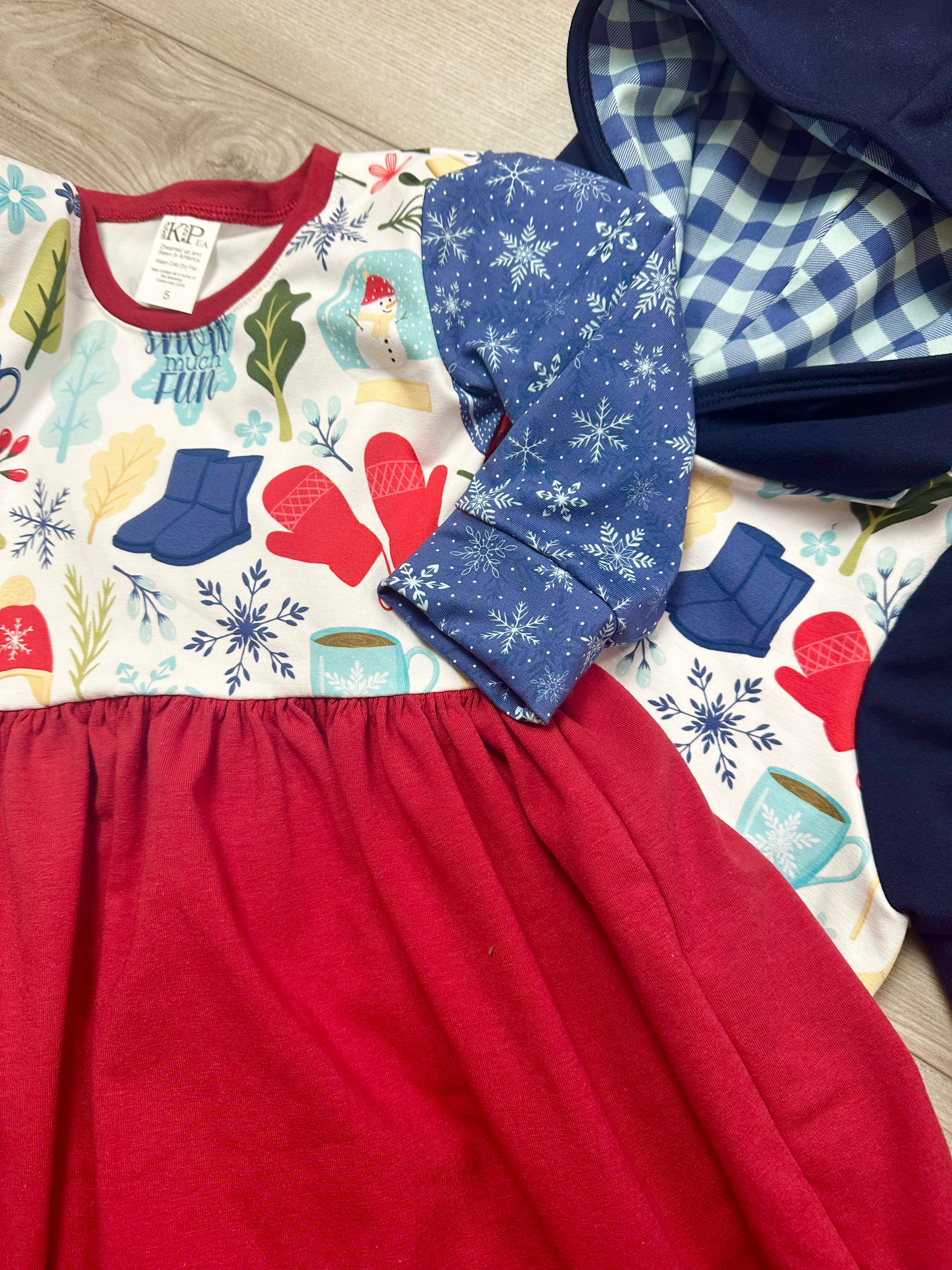 Snow Days 3/4 sleeve Lap Dress (ships in 2 weeks)