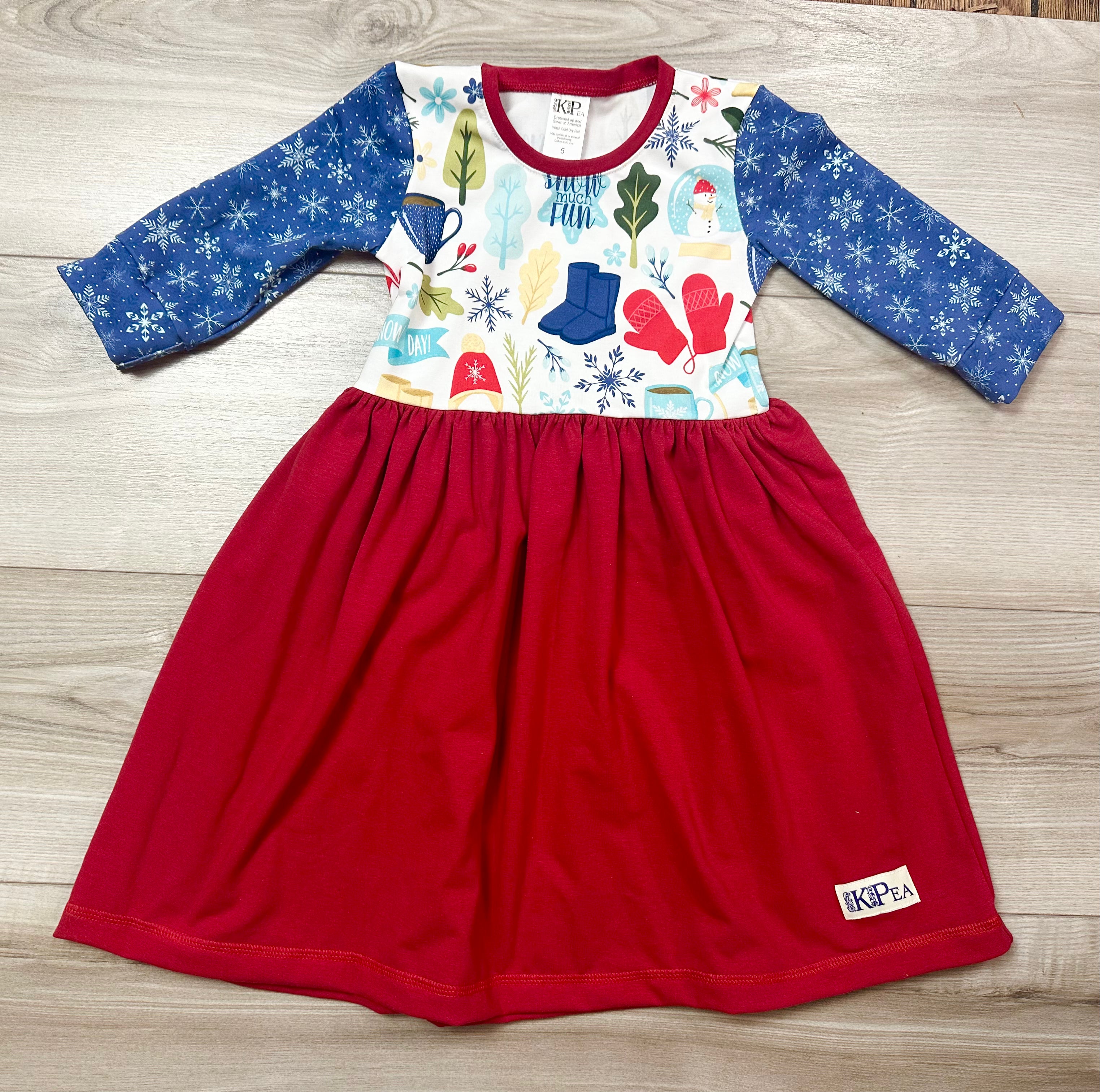 Snow Days 3/4 sleeve Lap Dress (ships in 2 weeks)