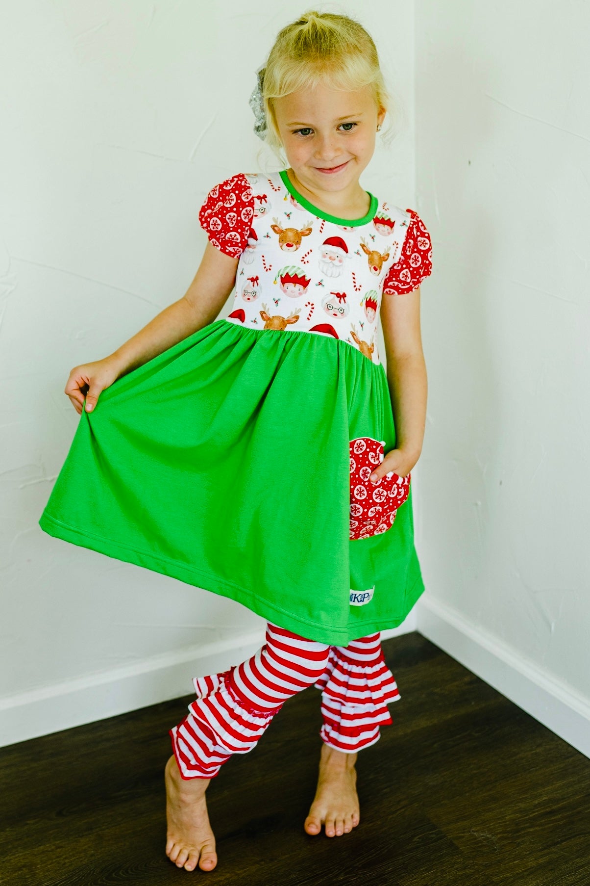Team Santa puff sleeved Lap Dress (ships in 2 weeks)