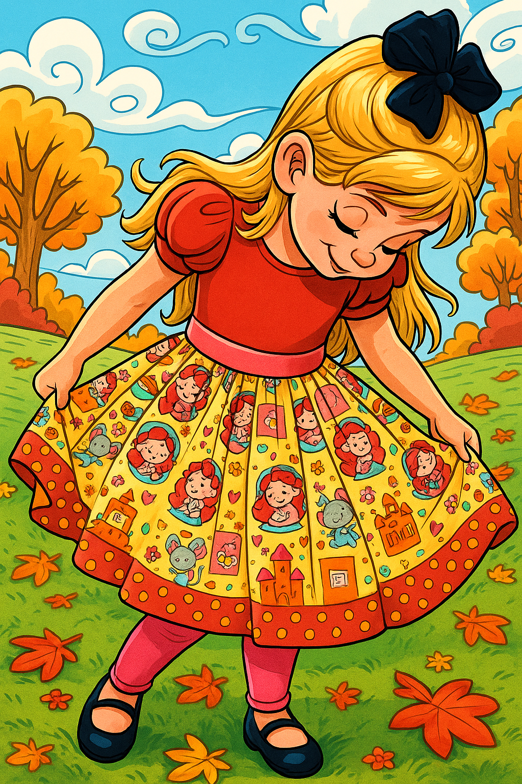 Strawberry Picnic Puff sleeve Dress