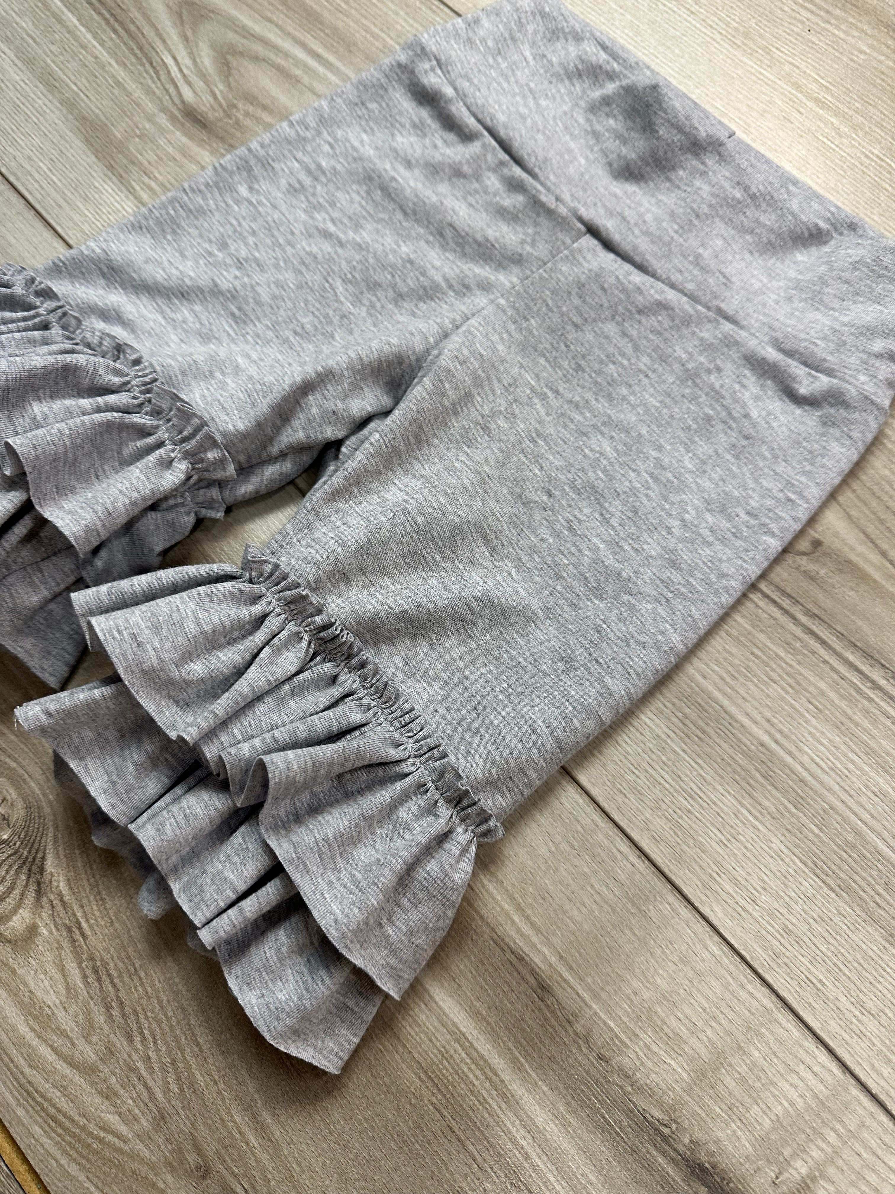 Heathered Grey Ruffle Shorties (ships in 2 weeks)