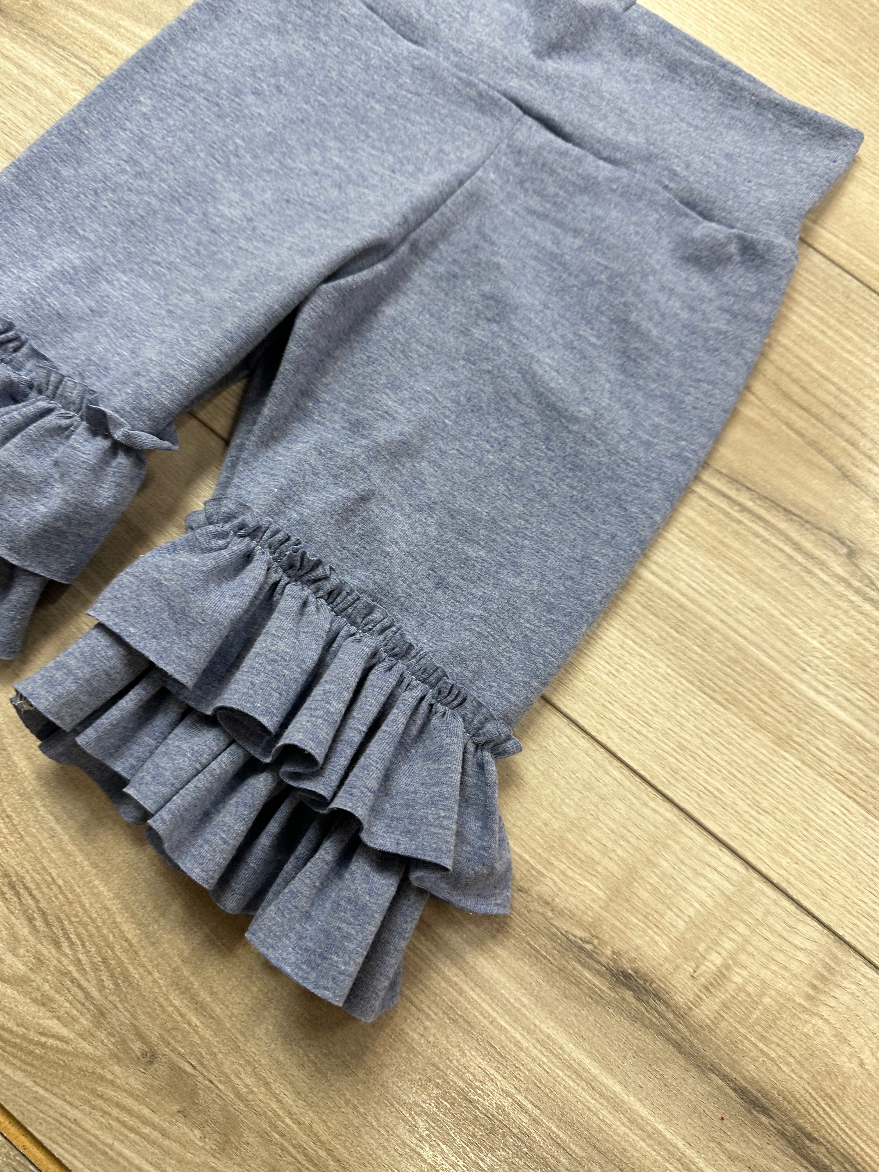 Heathered Denim Ruffle Shorties (ships in 2 weeks)