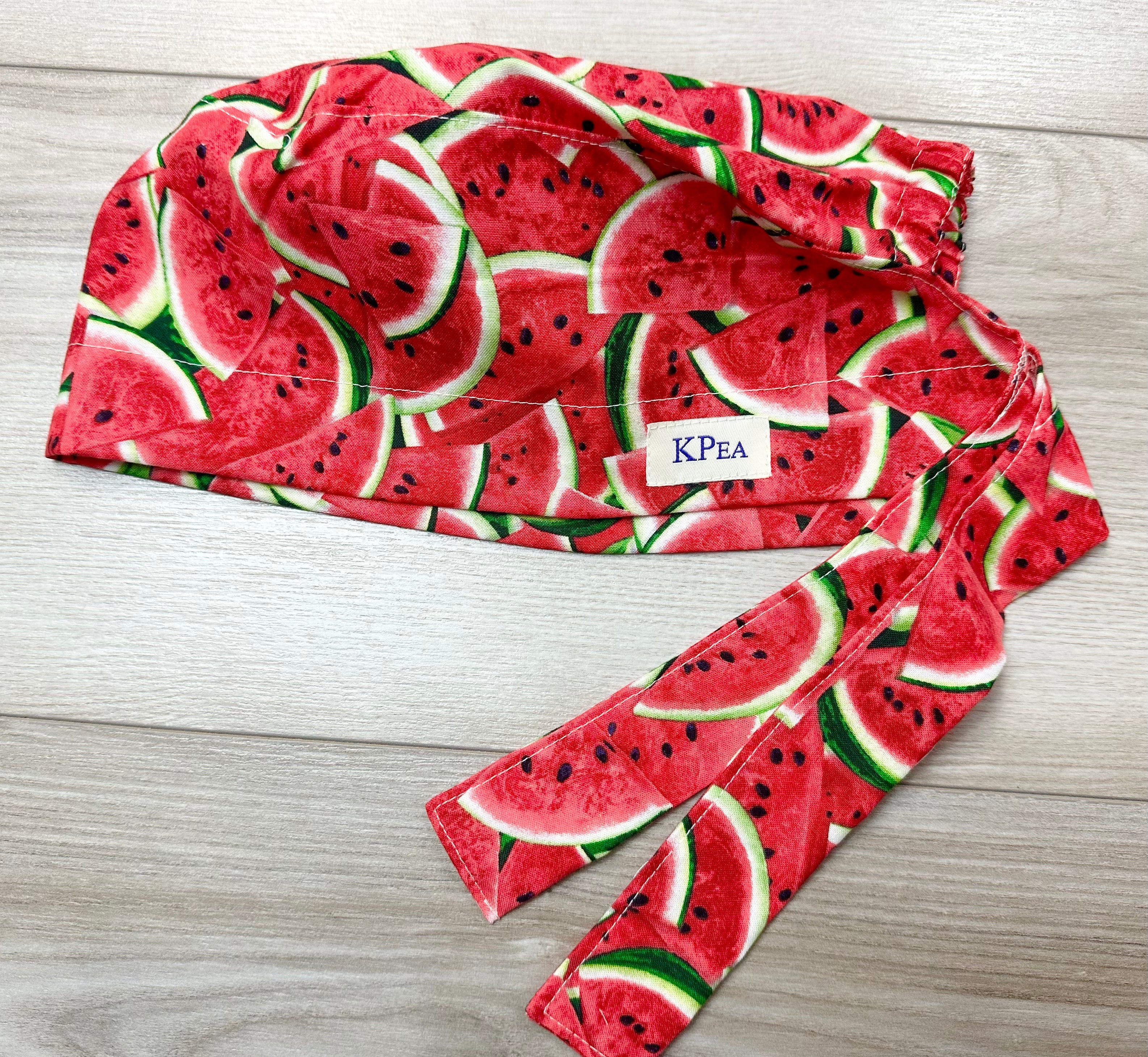 Watermelon Slice Scrub Cap Tie Back or Bouffant Style