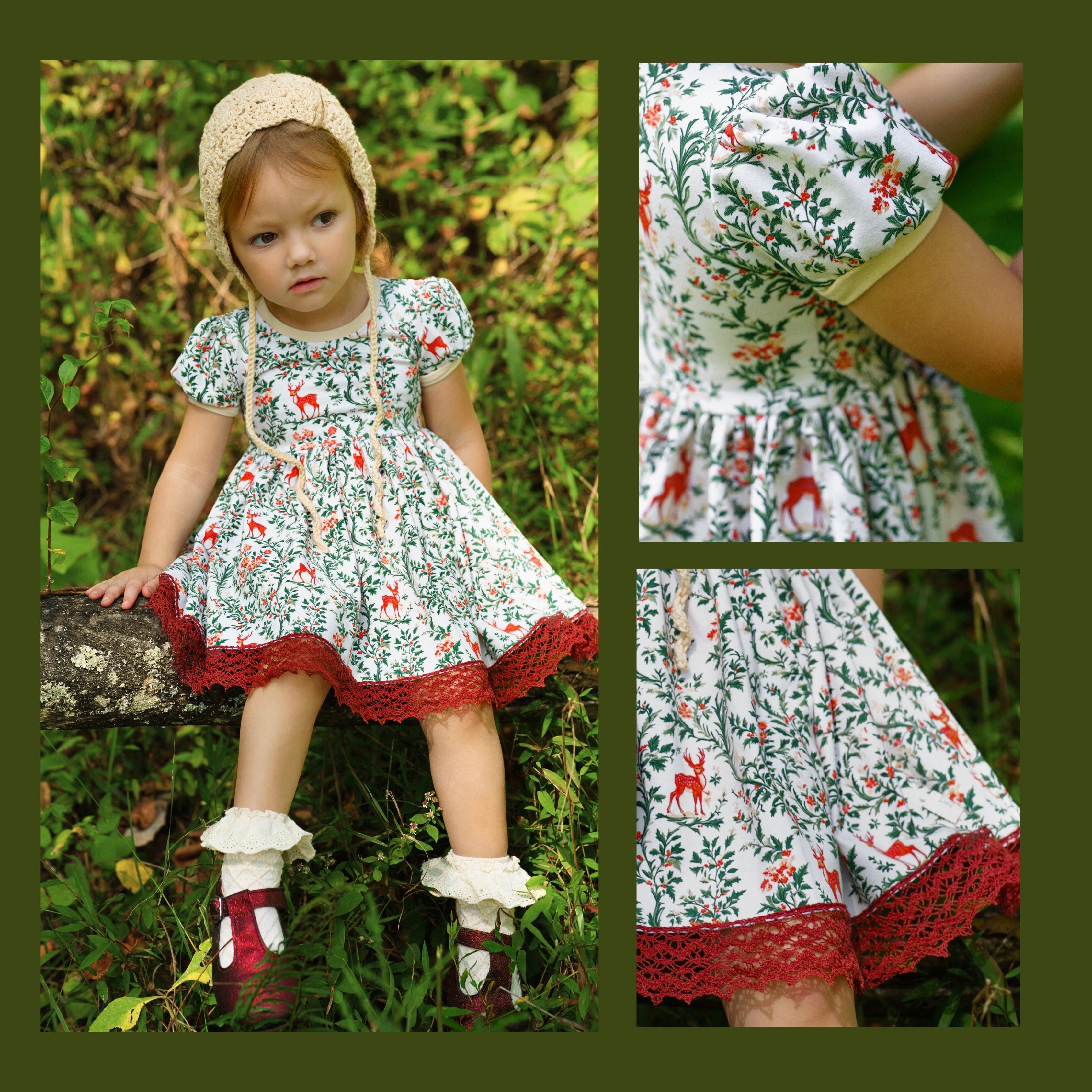 Deer Holly Puff sleeve Knit Dress (ships in 2 weeks)