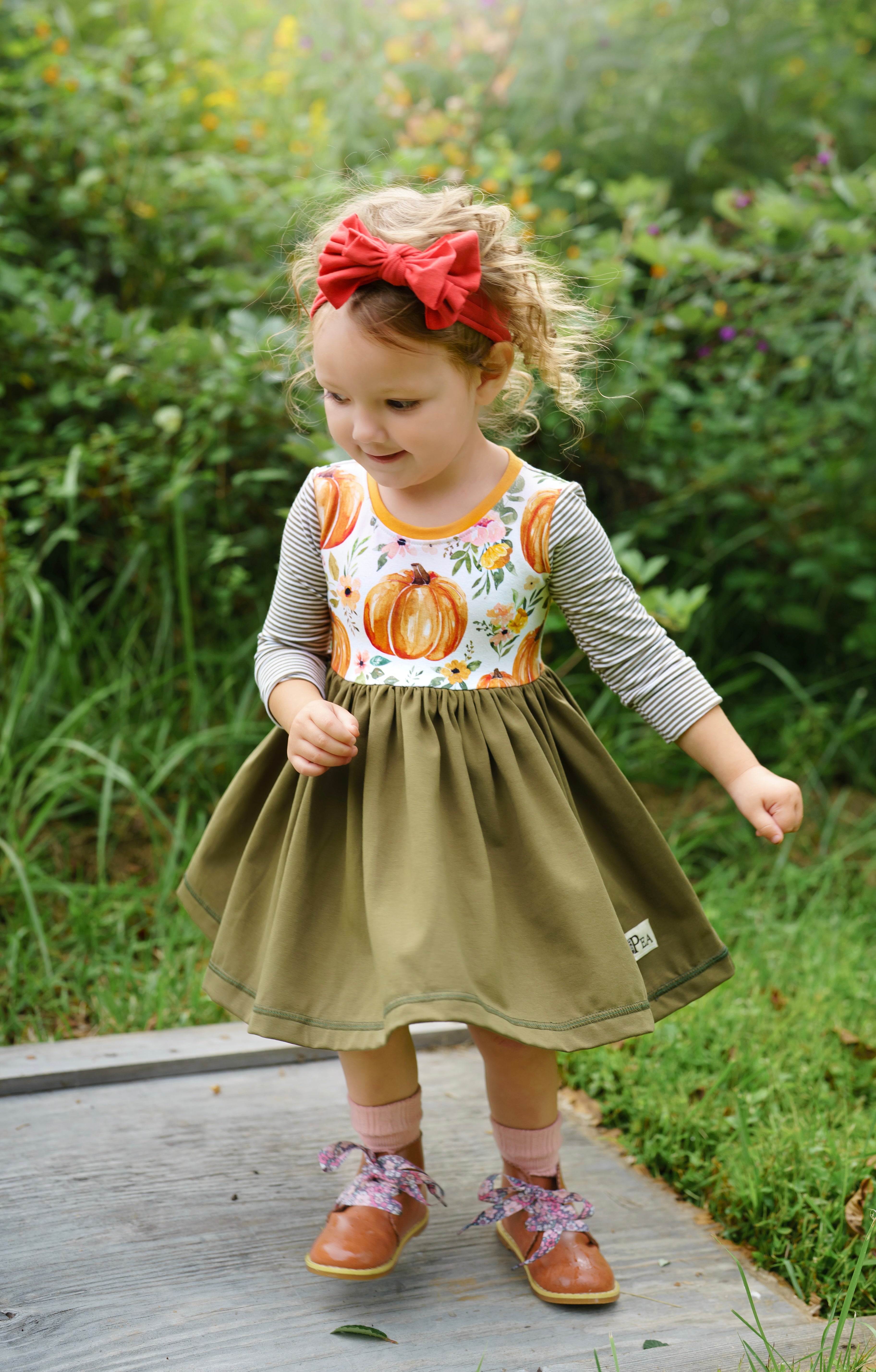 Little Gourd Blossom 3/4 sleeve Lap Dress (ships in 2 weeks)