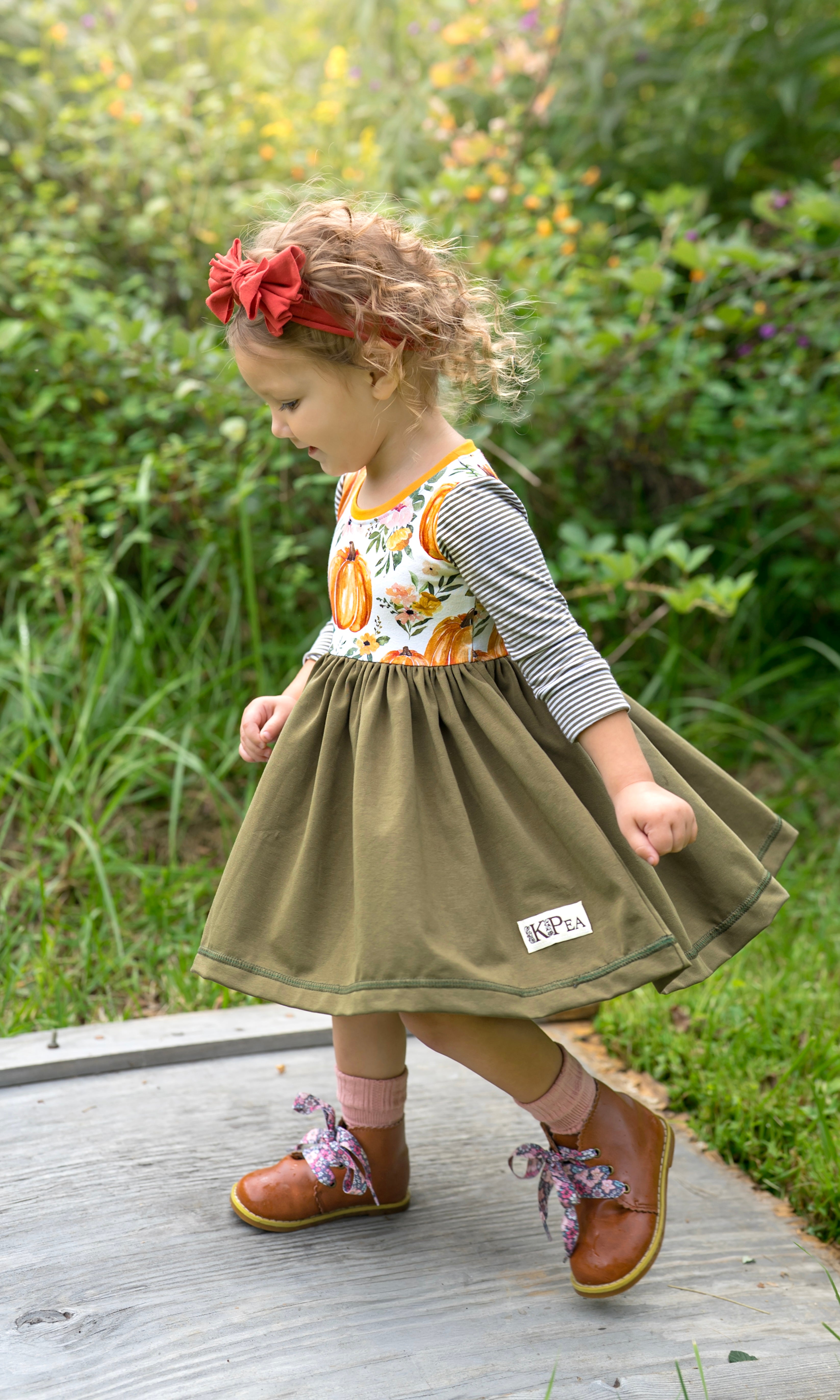Little Gourd Blossom 3/4 sleeve Lap Dress (ships in 2 weeks)