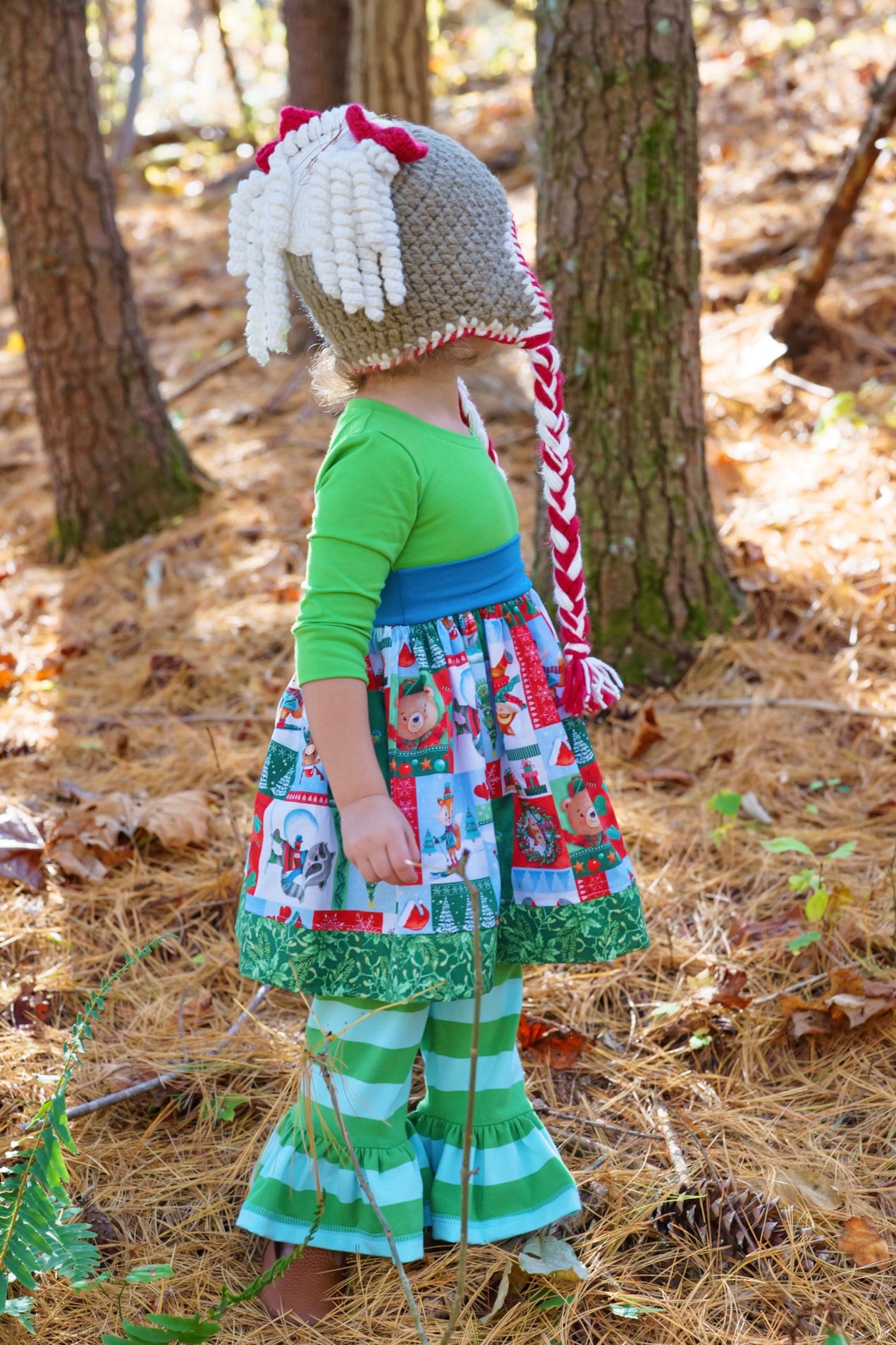 Winter Mint Striped Ruffle pants (ships in 2 weeks)