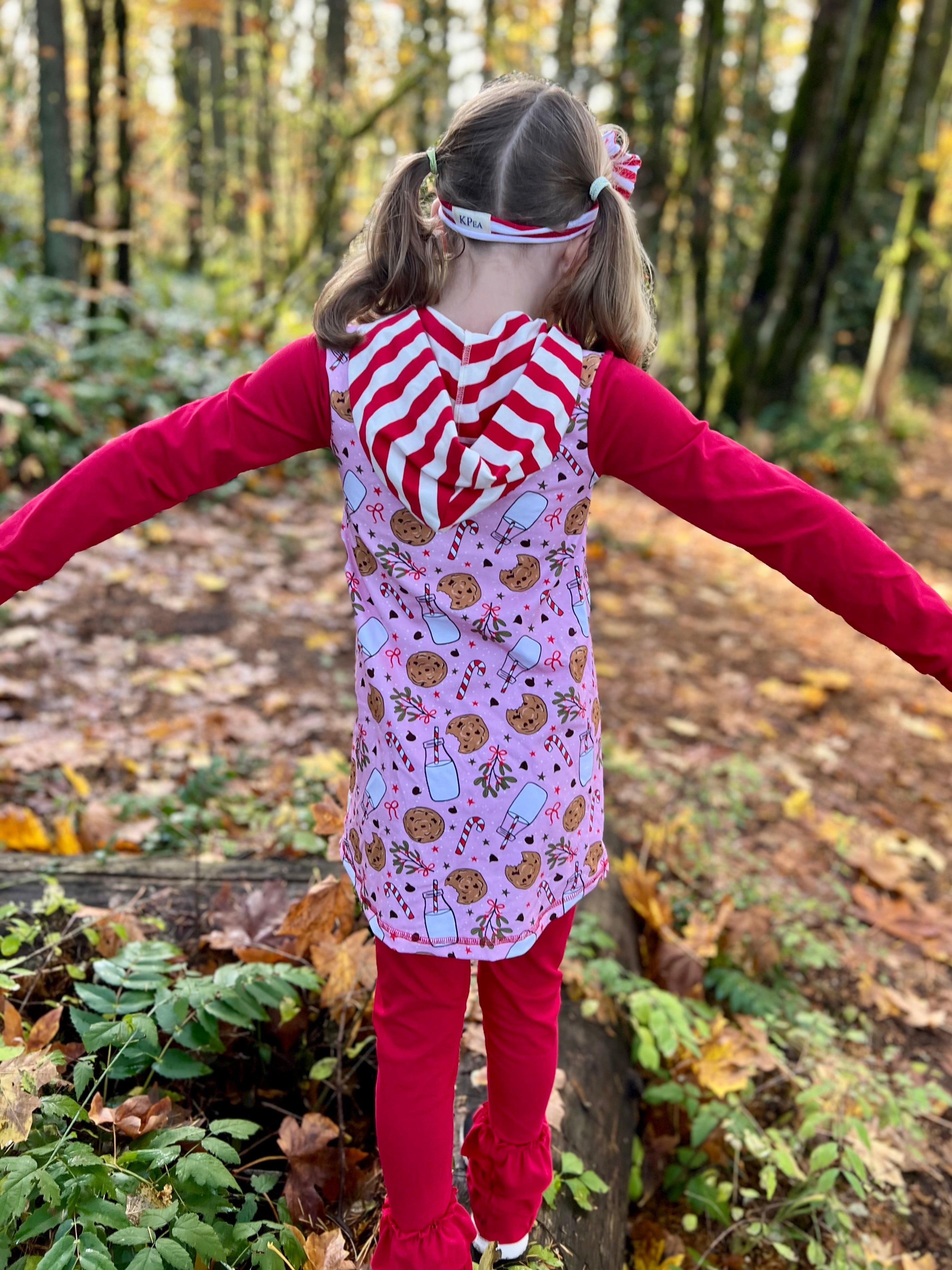 Crumble Claus Long Sleeve Hooded Tunic (ships in 2 weeks)