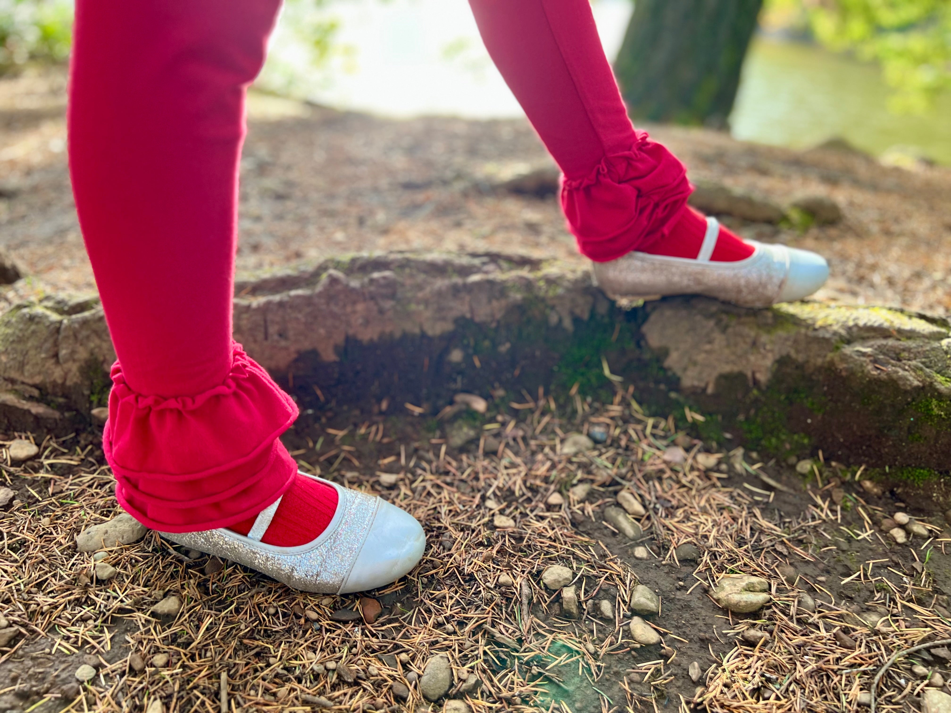 Ruby Red Ruffle Leggings (ships in 2 weeks)