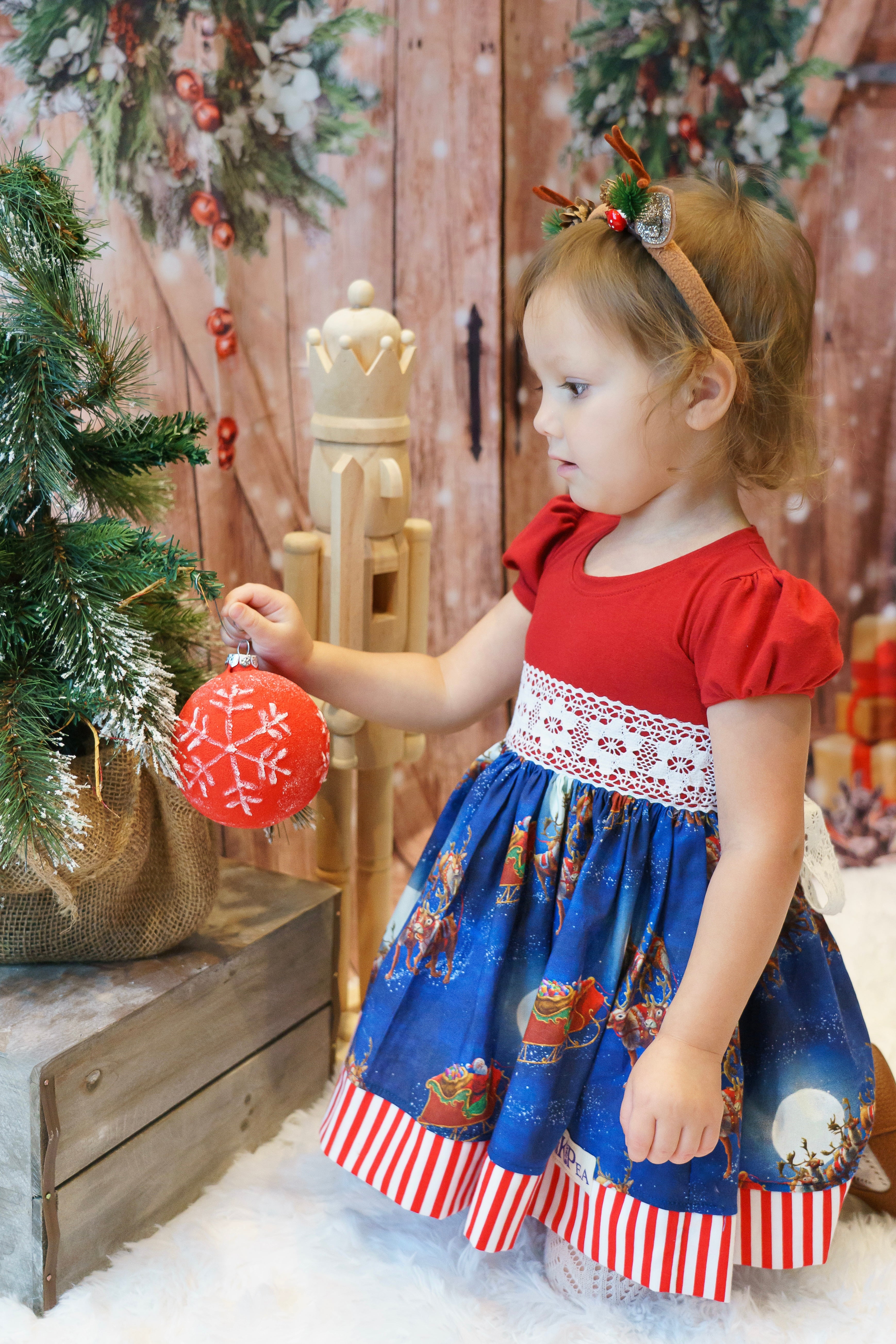 Santa’s Sleigh Puff Sleeved Dress (ships in 2 weeks)
