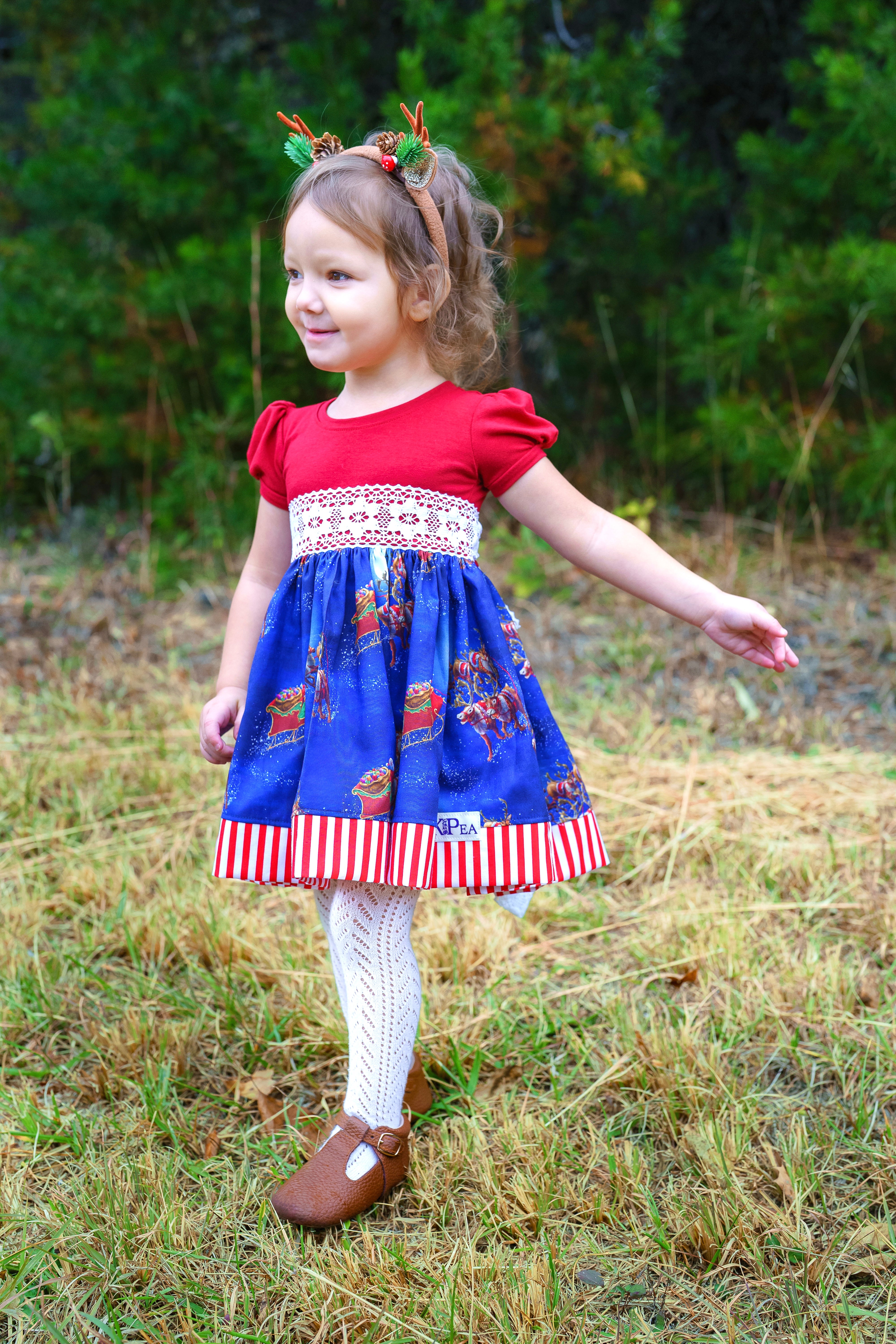 Santa’s Sleigh Puff Sleeved Dress (ships in 2 weeks)