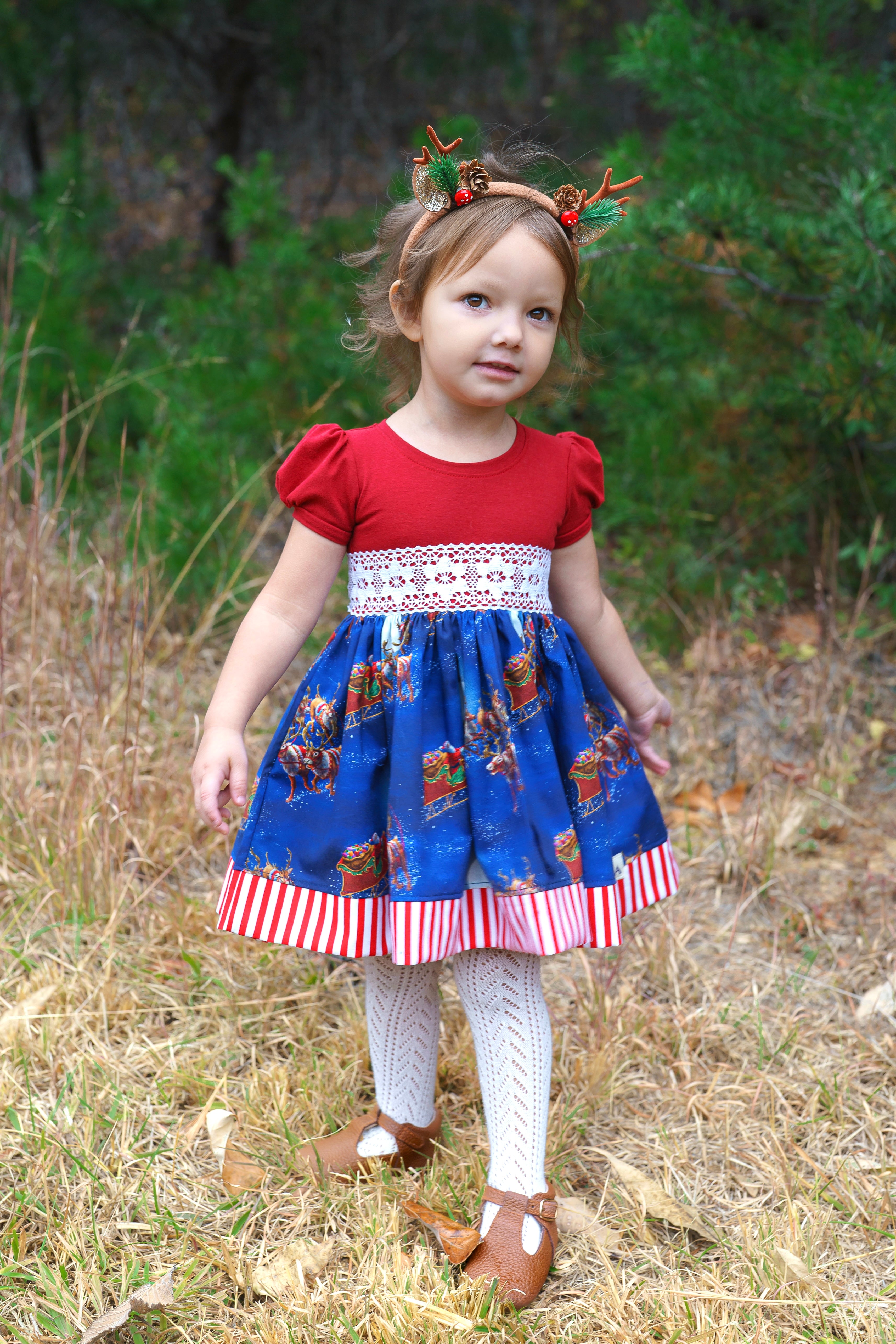 Santa’s Sleigh Puff Sleeved Dress (ships in 2 weeks)