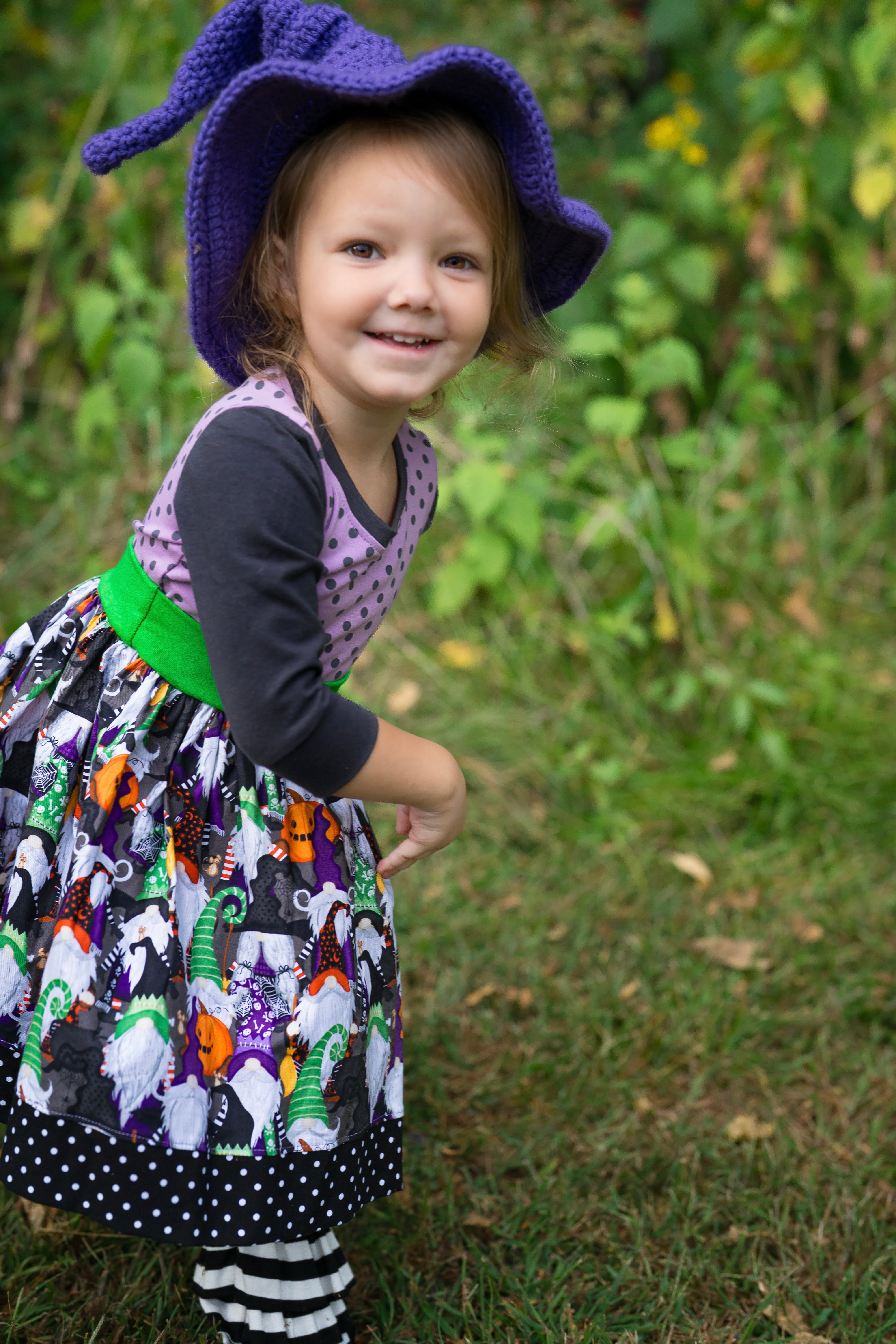 Trick or Treat With My Gnomies 3/4 Dress (ships in 2 weeks)