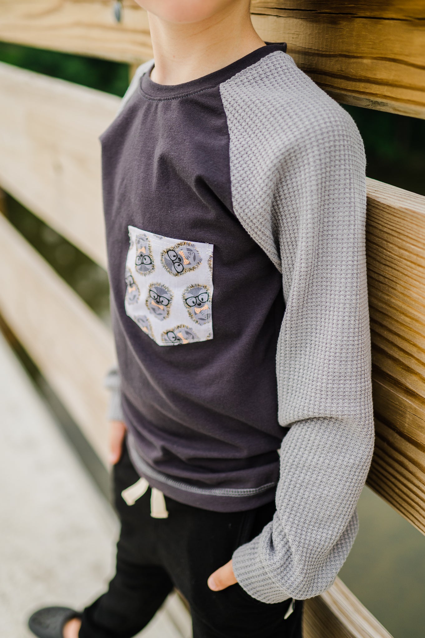 Hedgehog Waffle Knit Long Sleeved Griffin T (ships in 2 weeks)