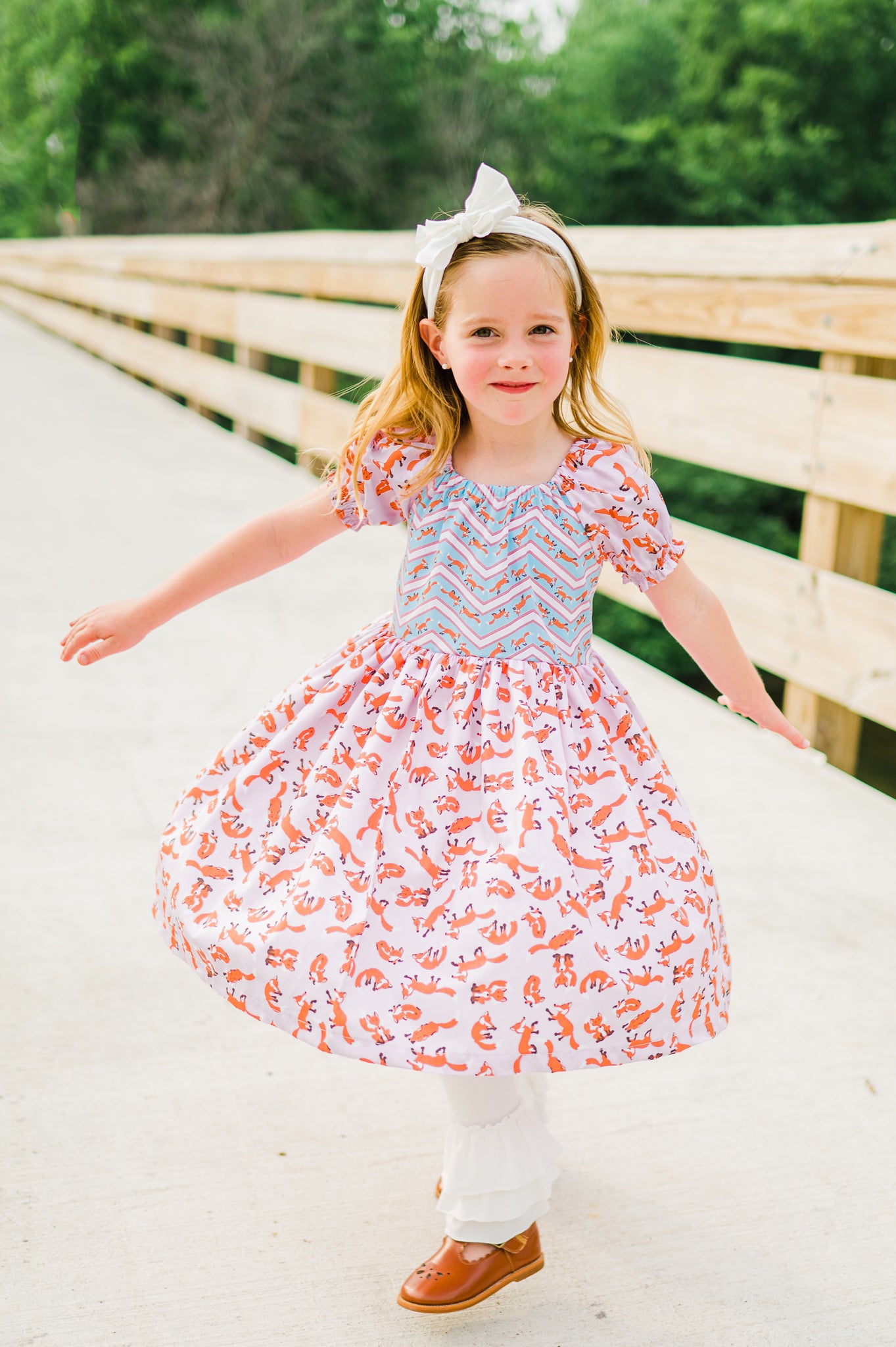 Frolicking Fox Peasant Dress (ships in 2 weeks)