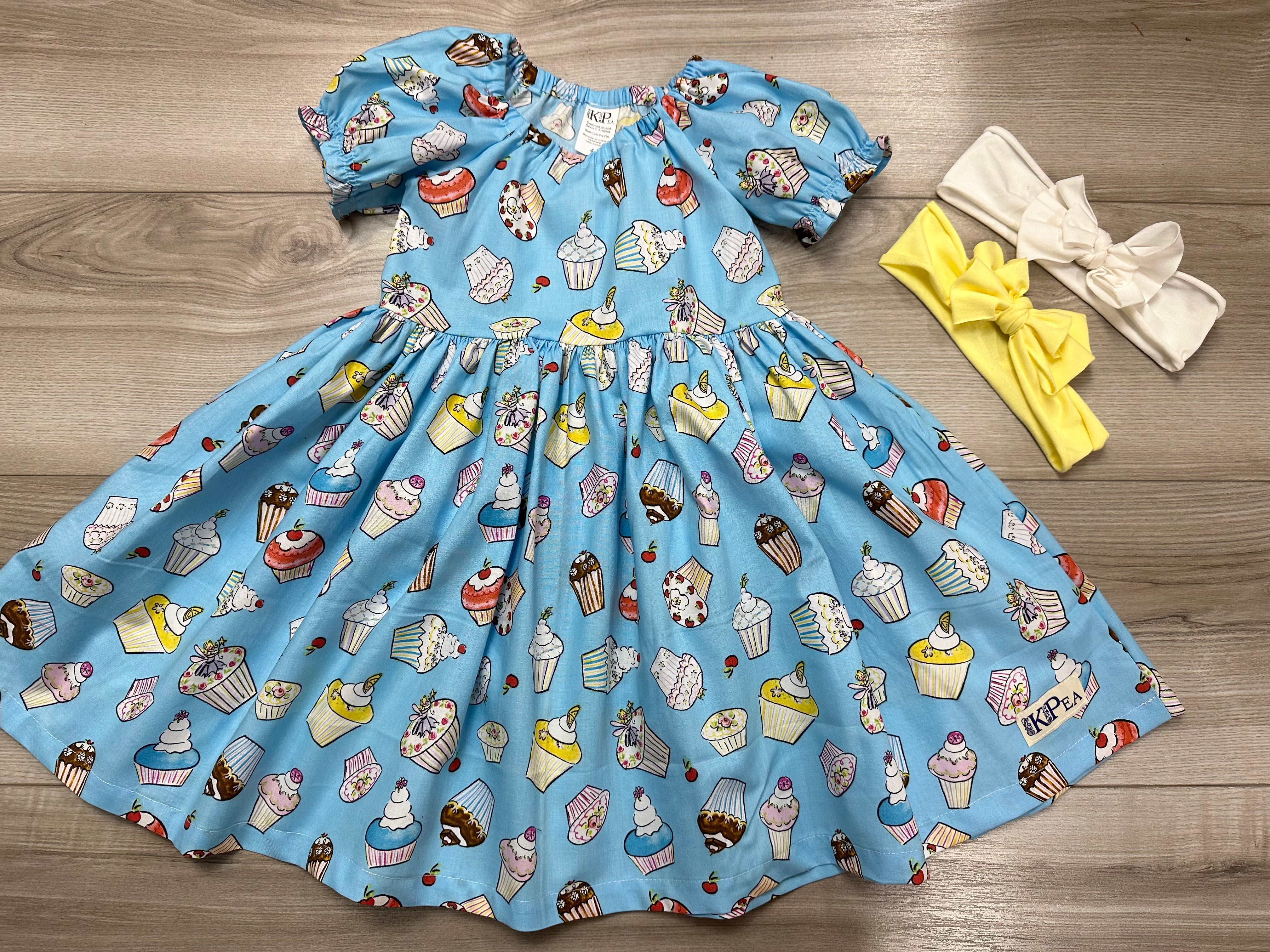 Cupcake Peasant Puff Sleeved Twirl dress (ships in 2 weeks)