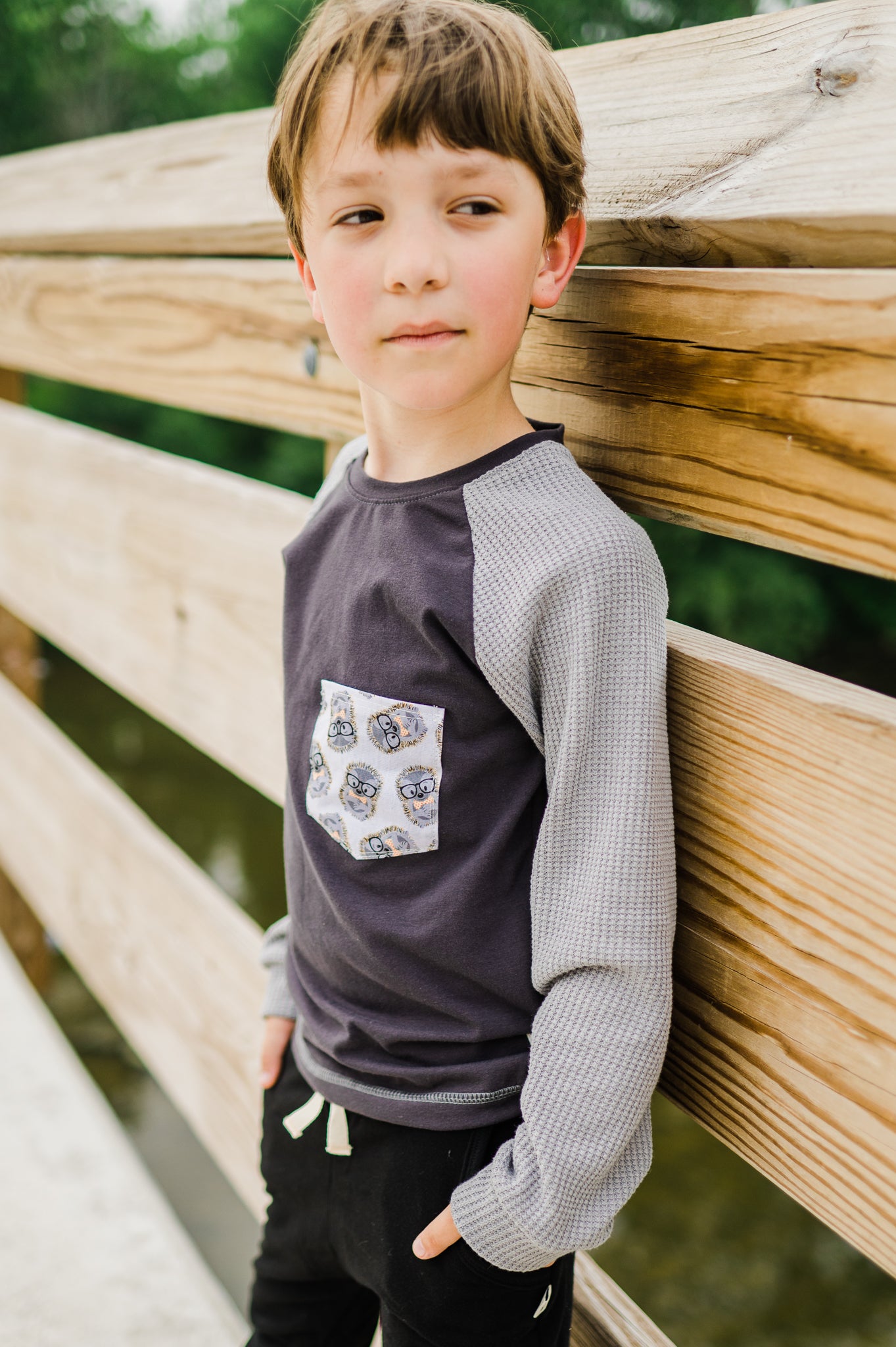 Hedgehog Waffle Knit Long Sleeved Griffin T (ships in 2 weeks)