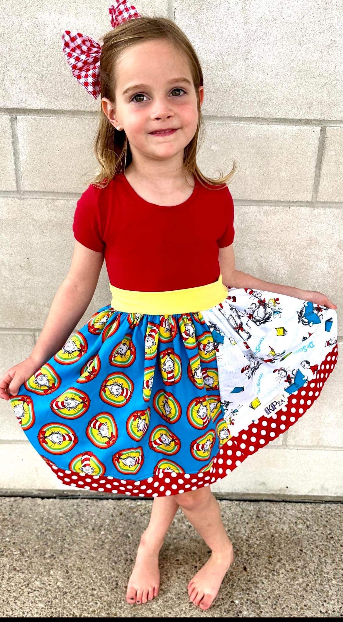 Cat in the Hat Cap Sleeved Twirl dress