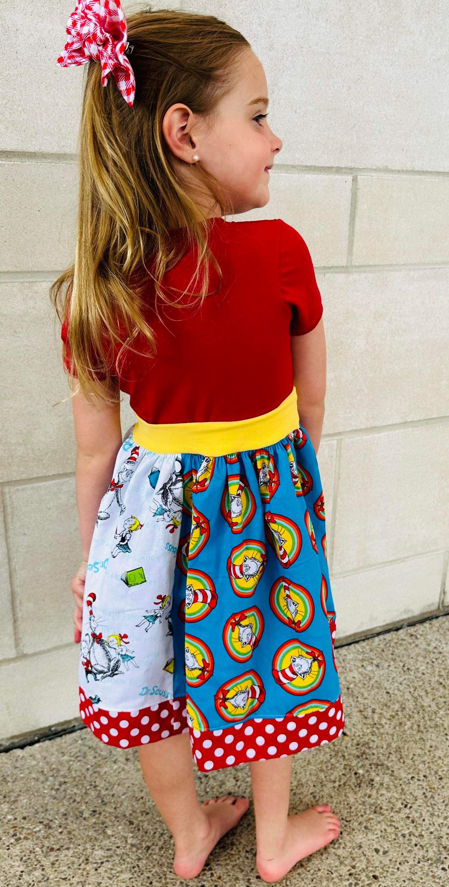 Cat in the Hat Cap Sleeved Twirl dress