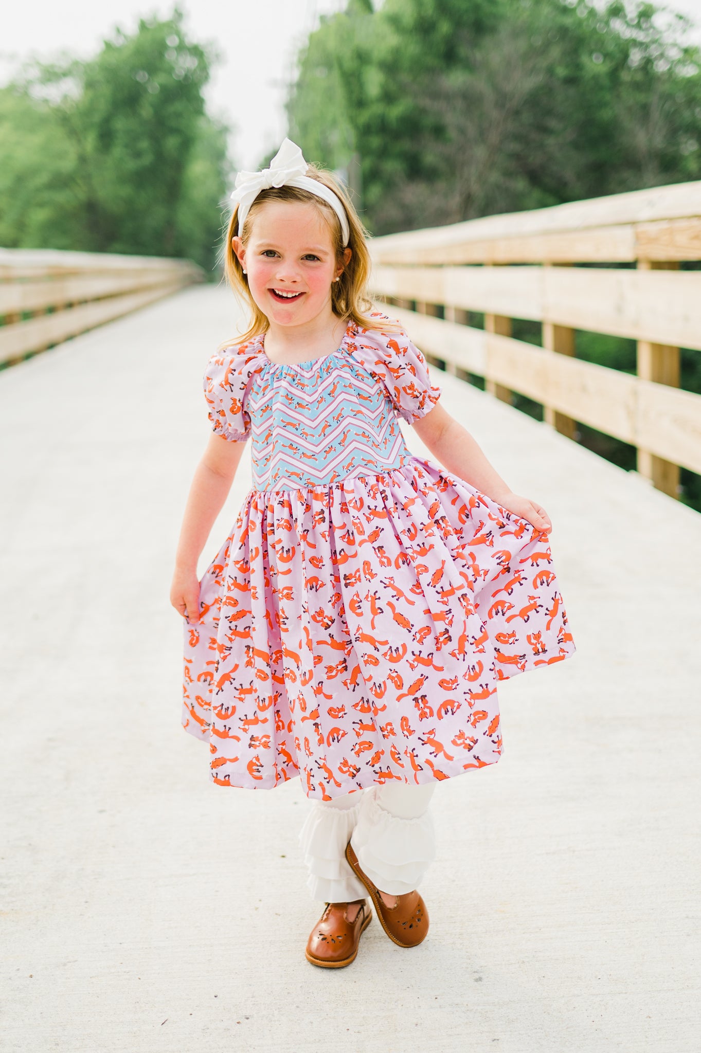 Frolicking Fox Peasant Dress (ships in 2 weeks)