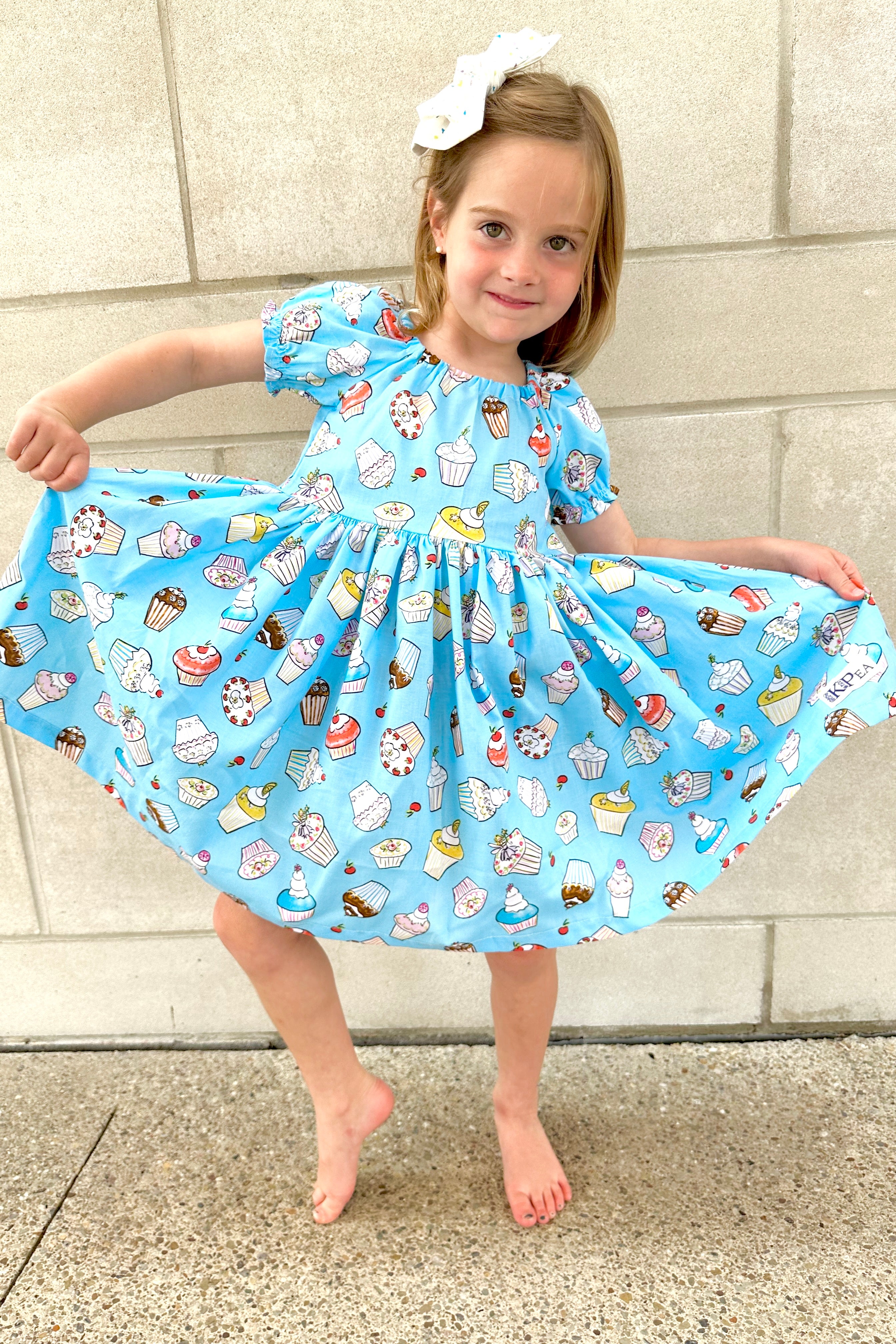 Cupcake Peasant Puff Sleeved Twirl dress (ships in 2 weeks)