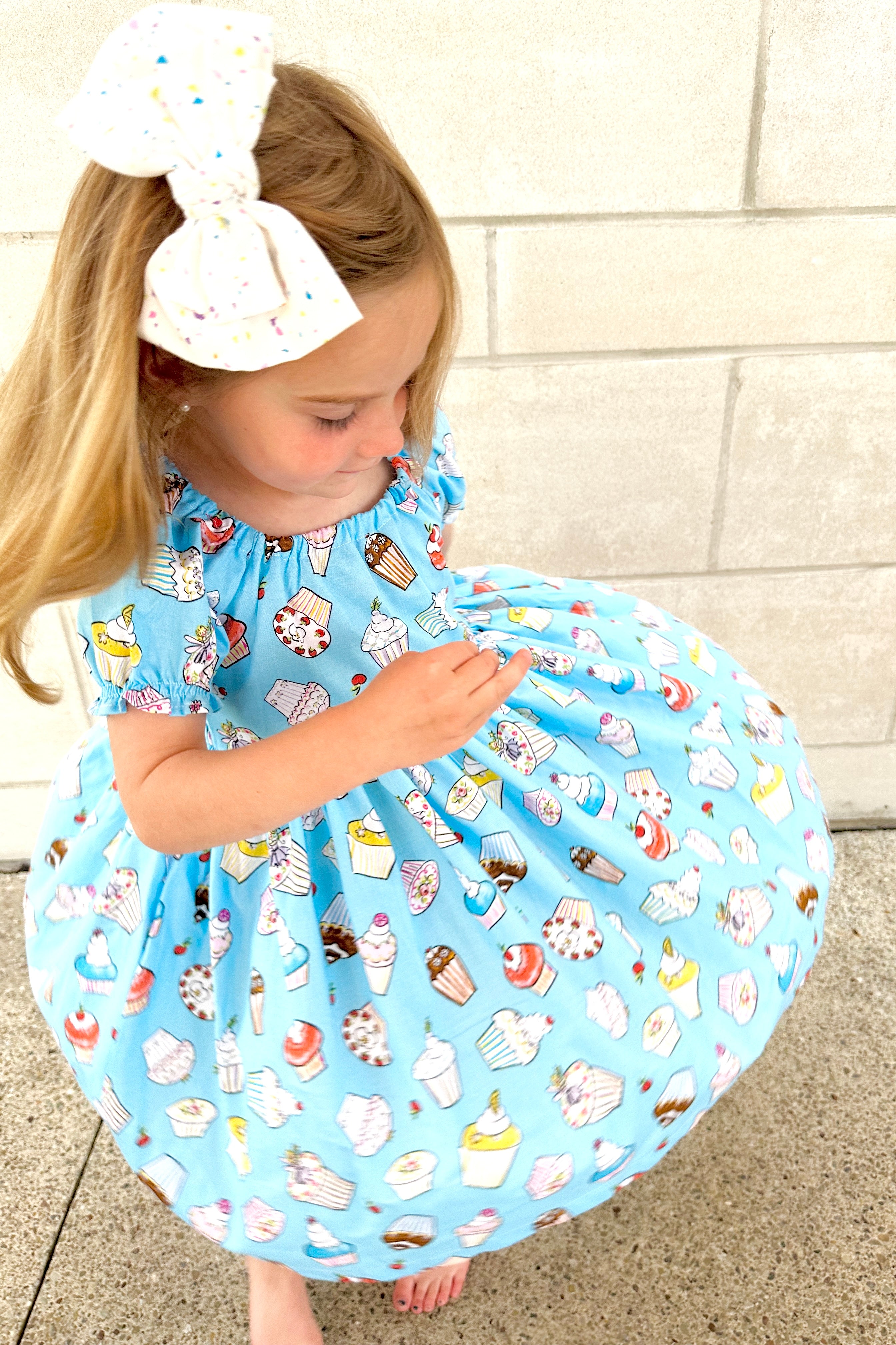 Cupcake Peasant Puff Sleeved Twirl dress (ships in 2 weeks)