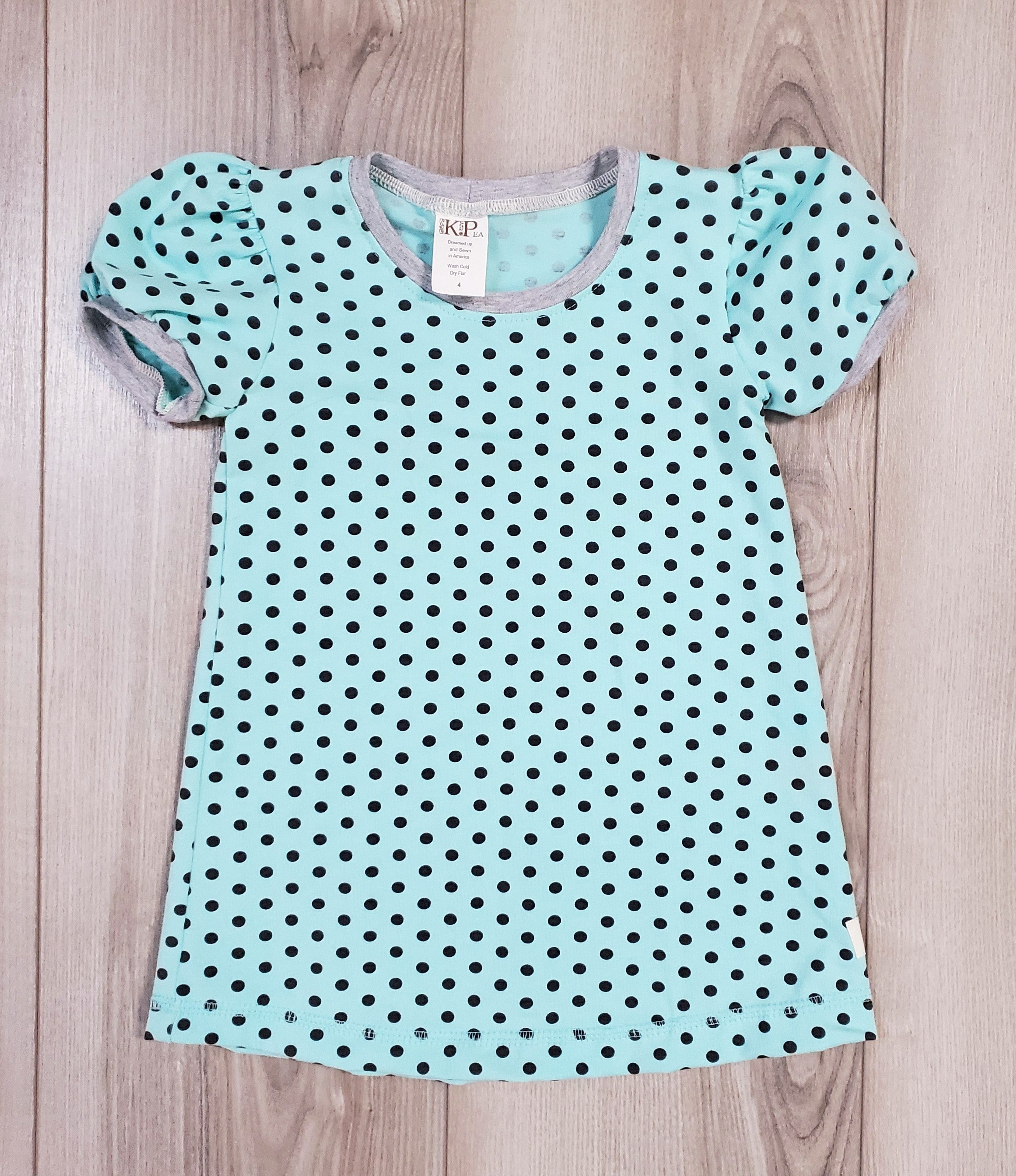 Minty Blue Dot Puff Tee (ships in 2 weeks)