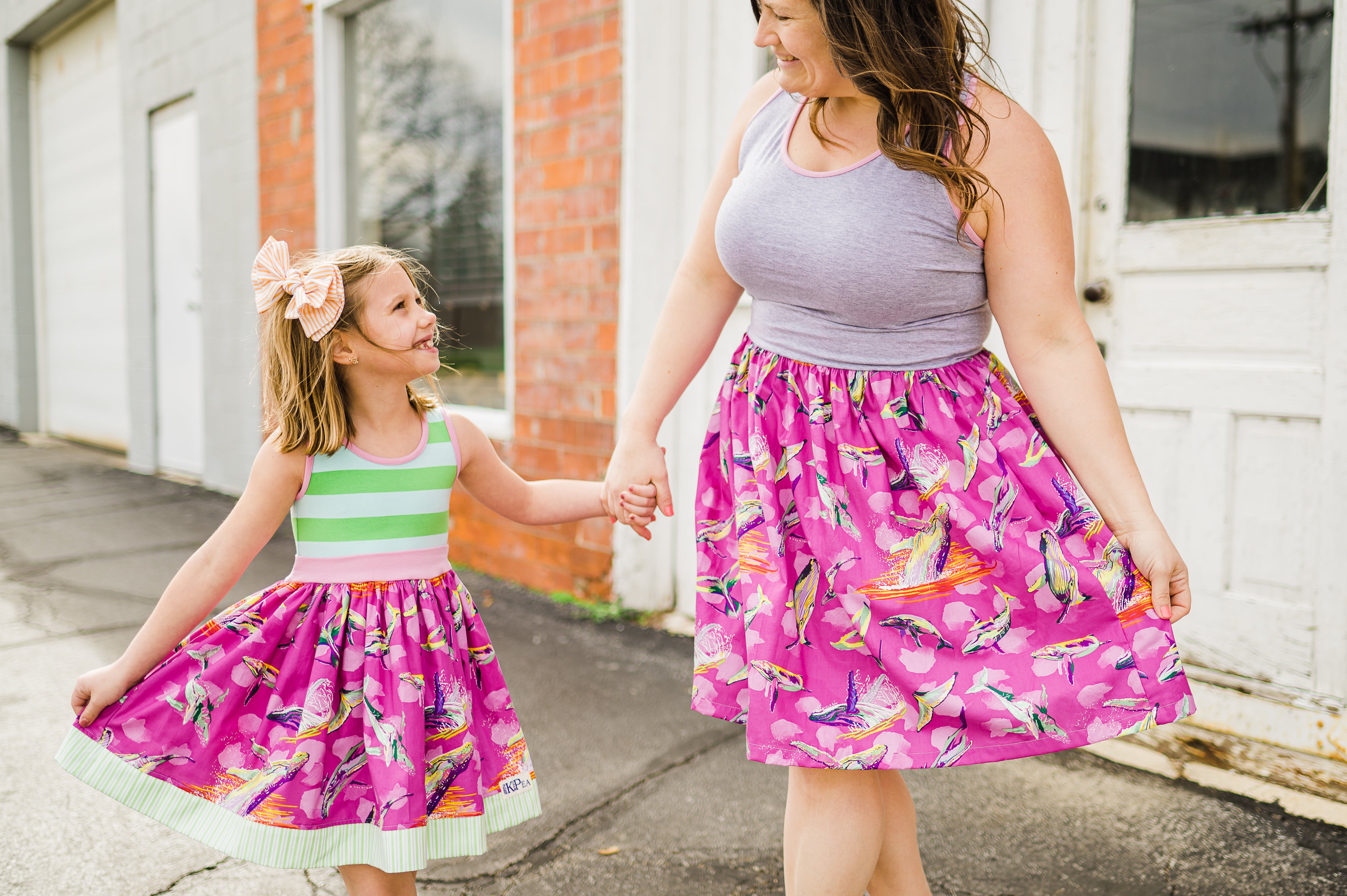 Whale Watching Girls Tank Twirl Dress